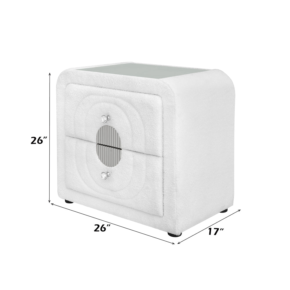 Shelyn White/Chrome Nightstand - Ornate Home