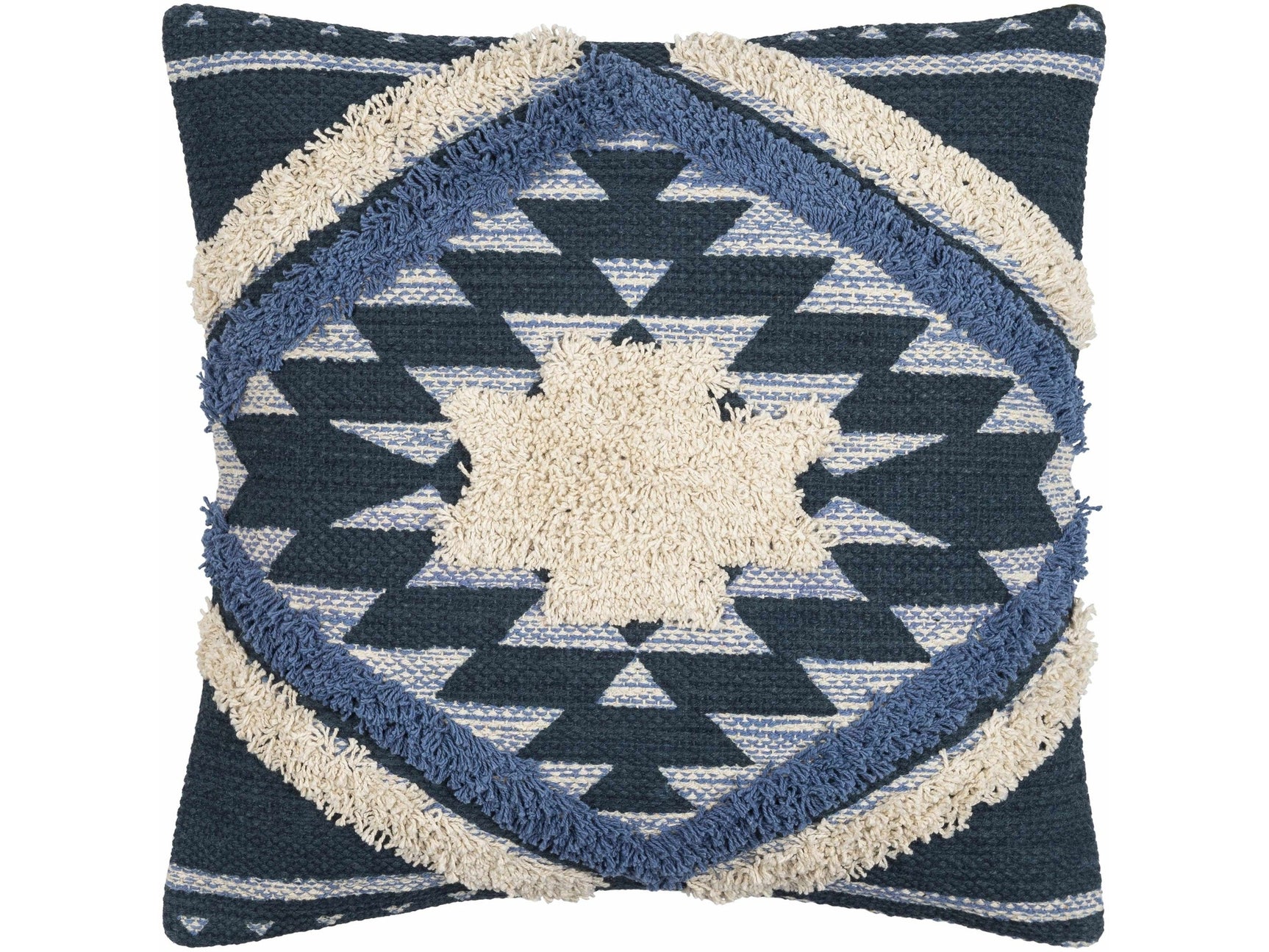 Shepardsville Navy Kilim Geometric Throw Pillow - Ornate Home
