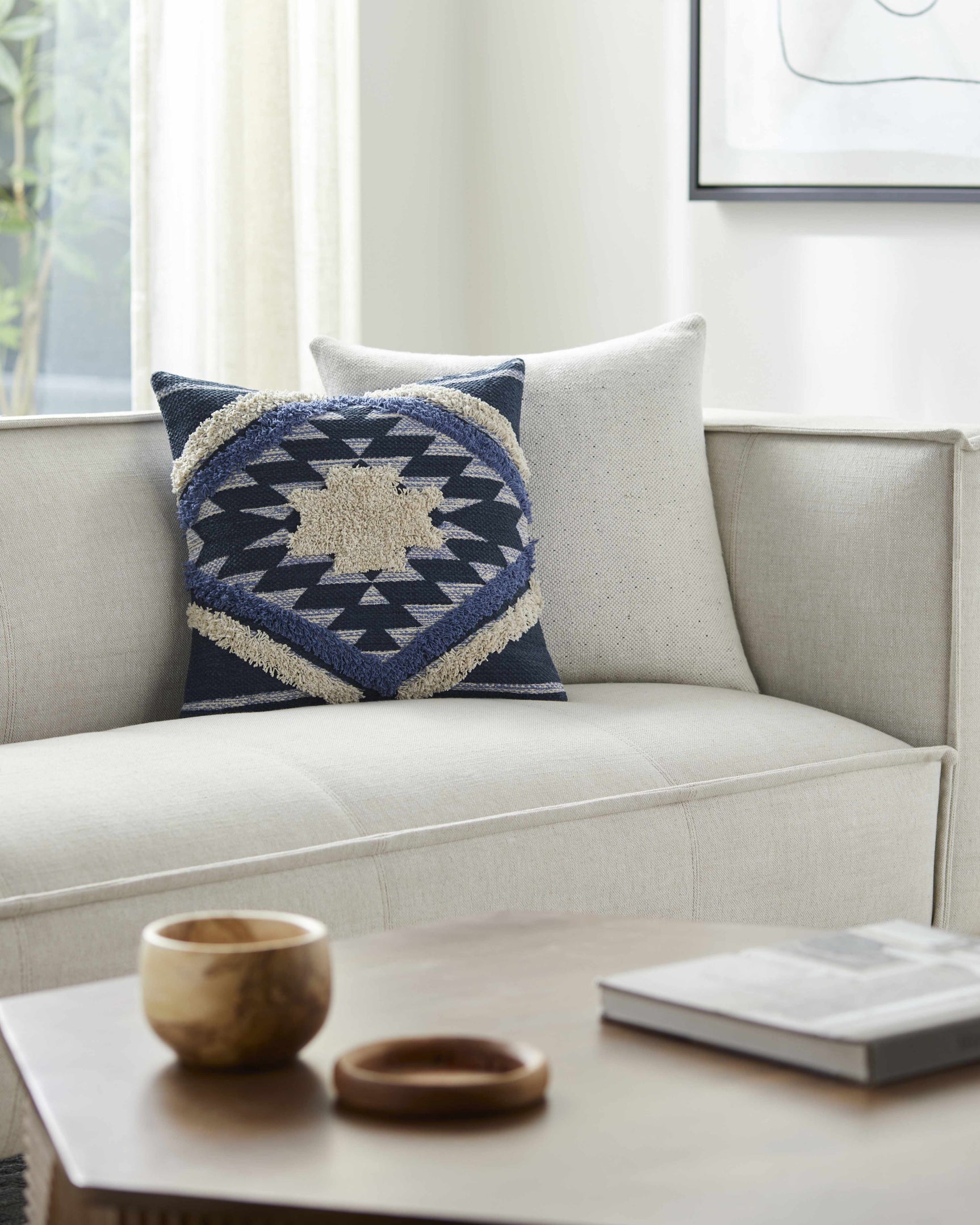Shepardsville Navy Kilim Geometric Throw Pillow - Ornate Home
