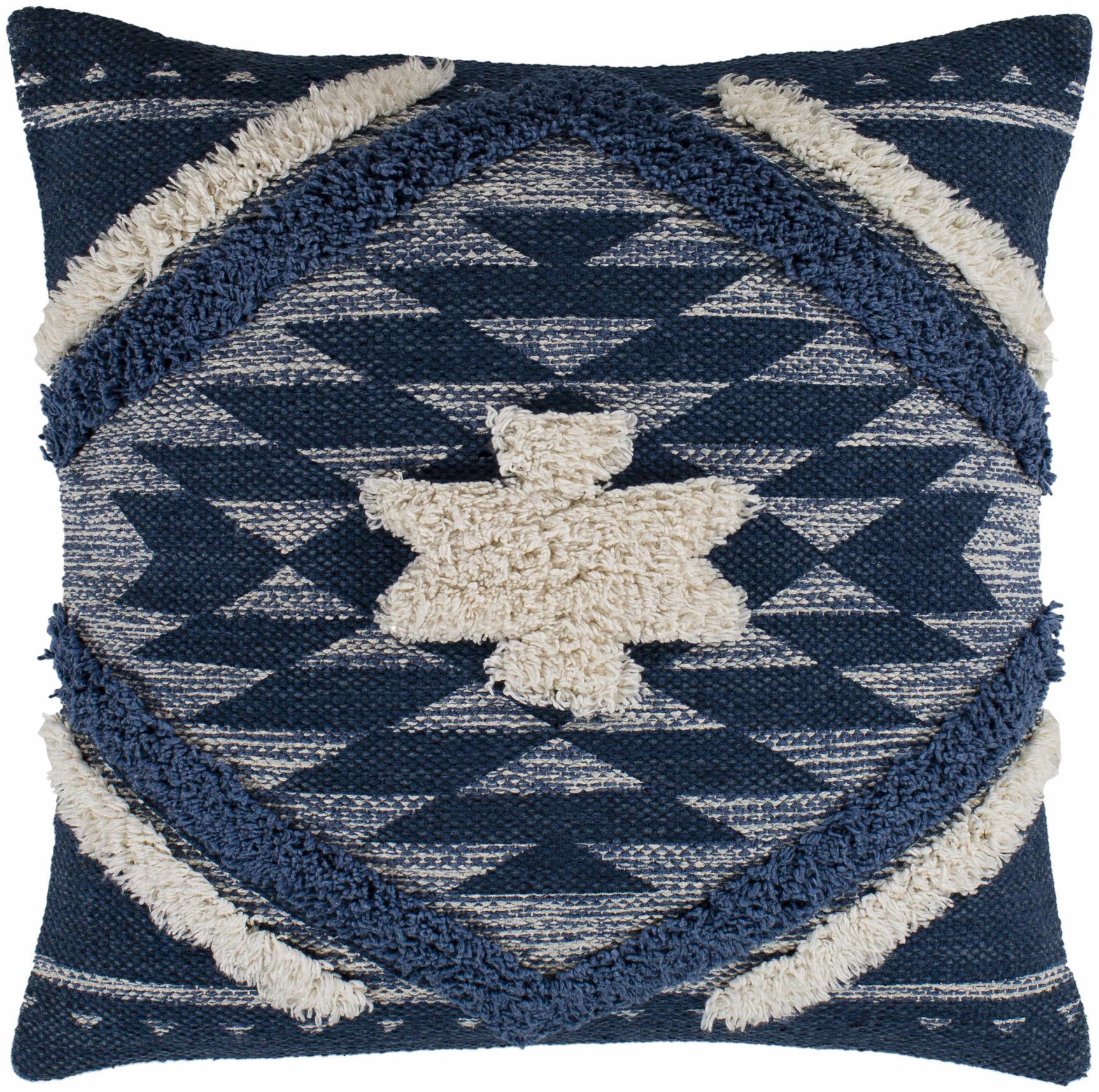 Shepardsville Navy Kilim Geometric Throw Pillow - Ornate Home