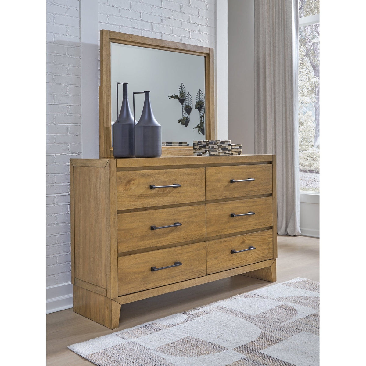 Ashley Furniture Sherbana Light Brown Dresser & Mirror (Online Special