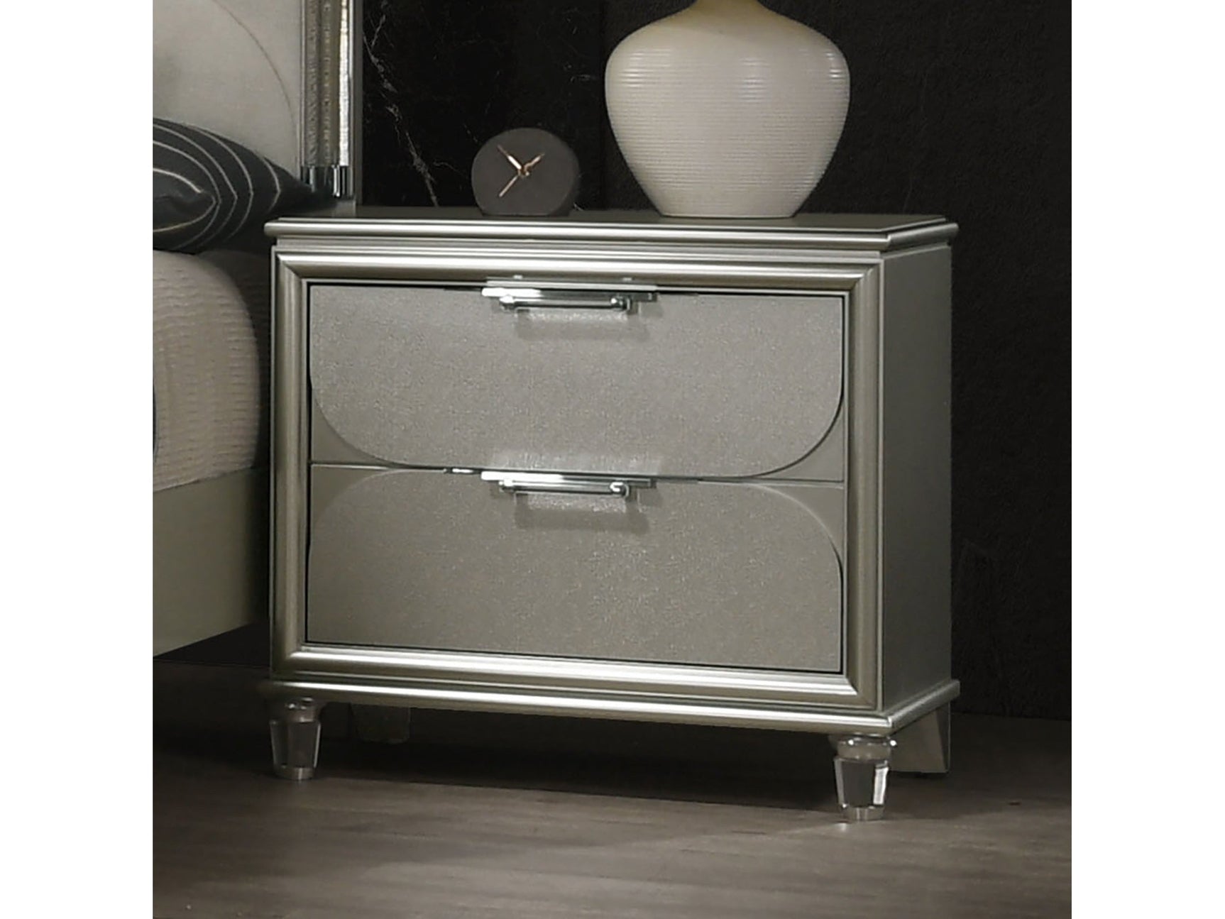 Sheridan Silver Nightstand - Ornate Home