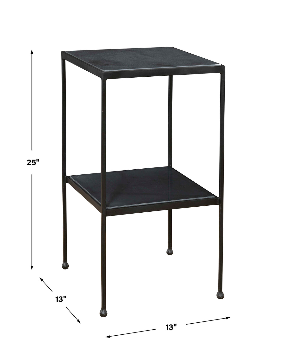 Sherwood Black Square Marble Accent Table - Ornate Home