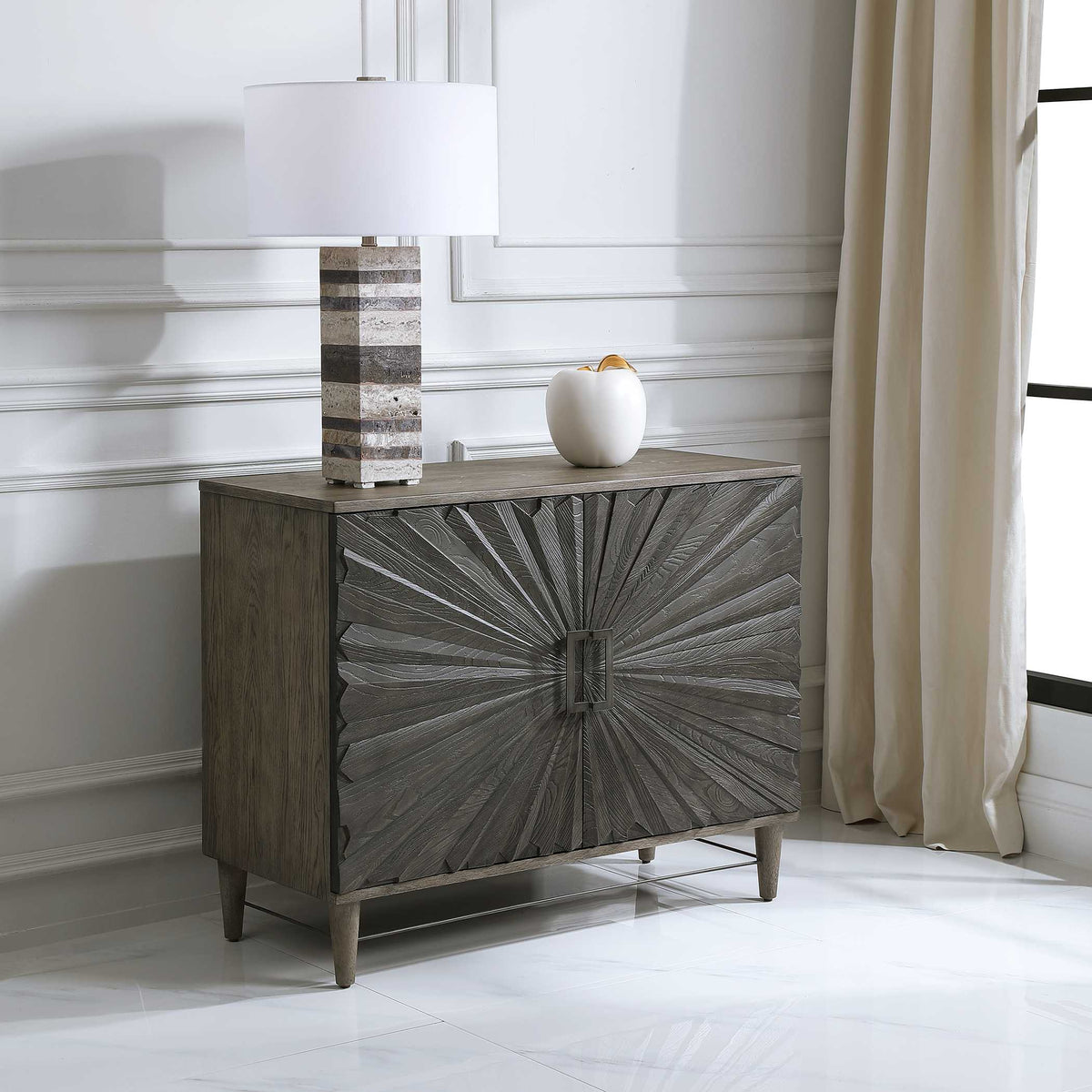 Shield Gray Oak 2 Door Cabinet - Ornate Home