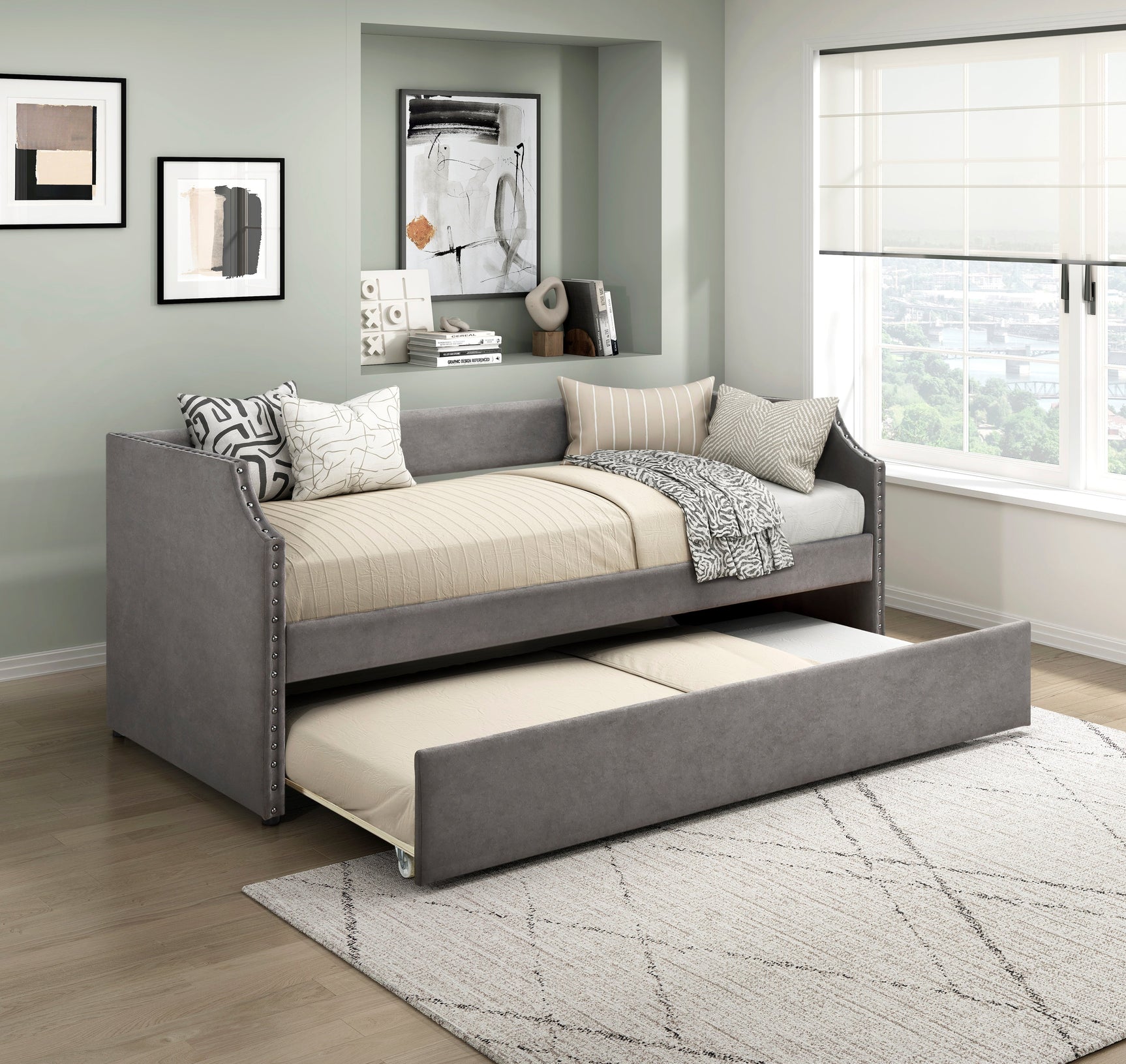 Shiloh Dark Gray Daybed with Trundle - Ornate Home