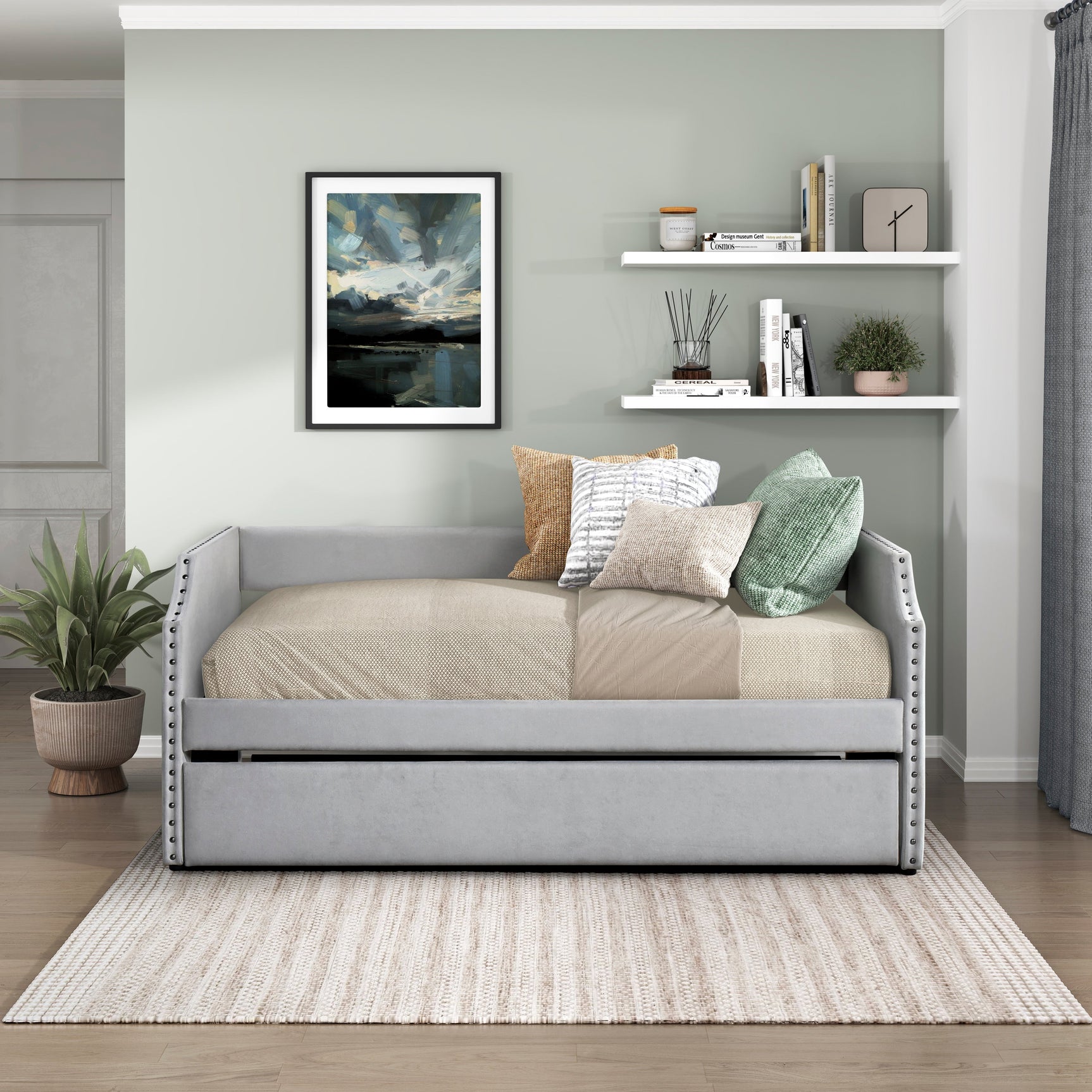 Shiloh Light Gray Daybed with Trundle - Ornate Home