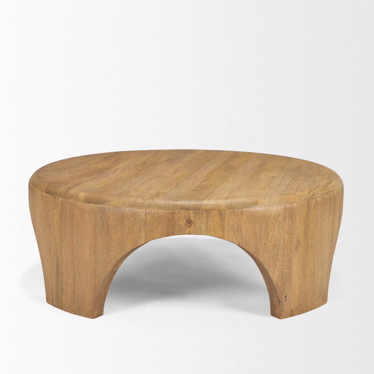 Shima Light Brown Round Wood with Arched Legs Coffee Table - Ornate Home