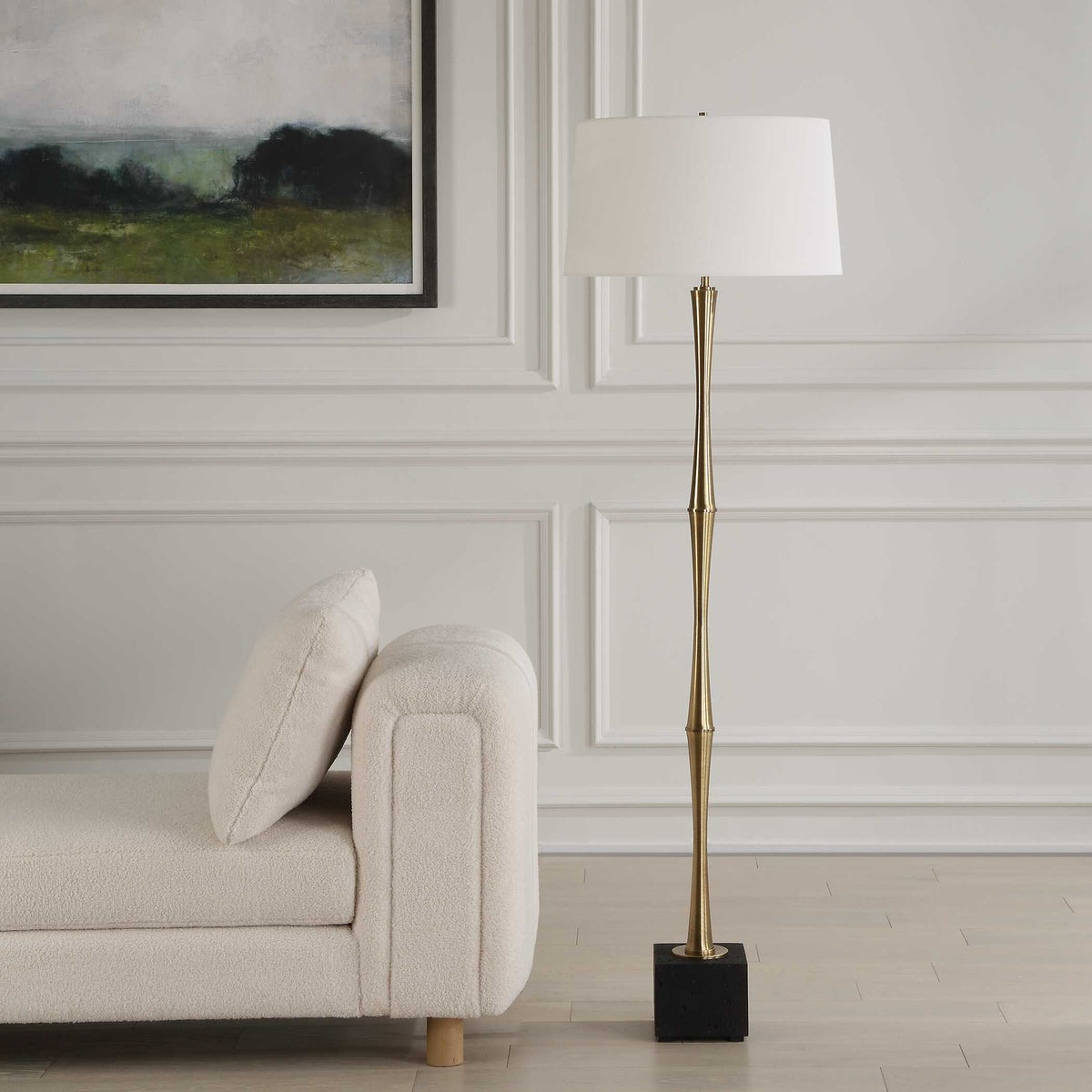 Shino Antique Brass Floor Lamp - Ornate Home