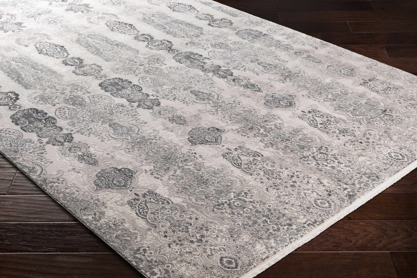 Shipdham Luxury Fringed Faux Silk Area Rug - Clearance - Ornate Home