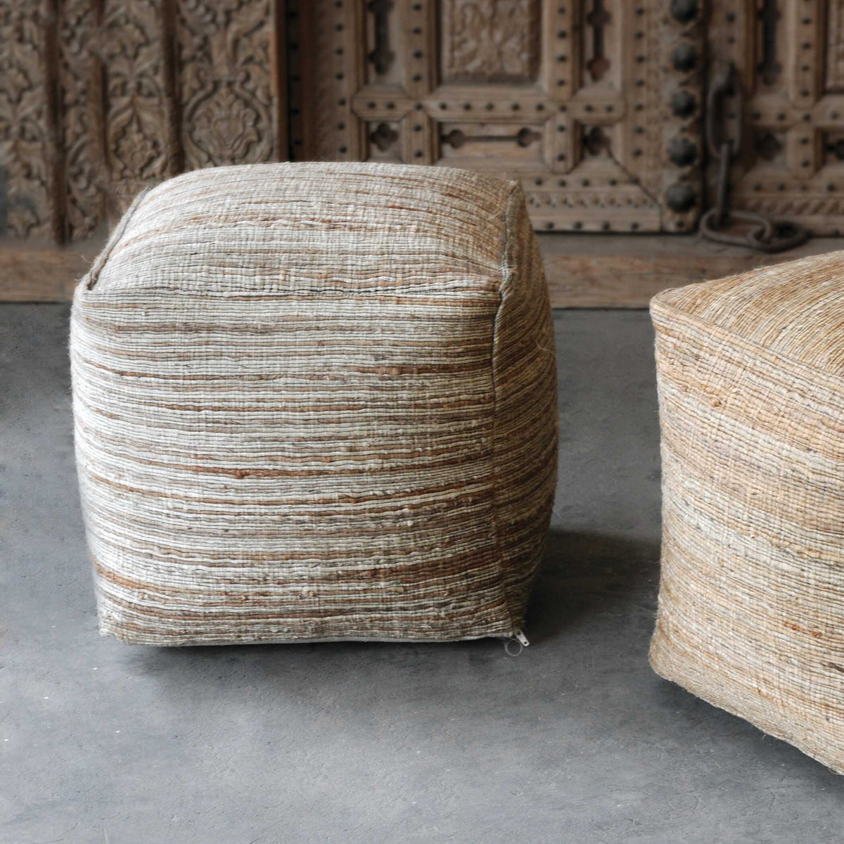 Shiro Beige Pouf - Ornate Home