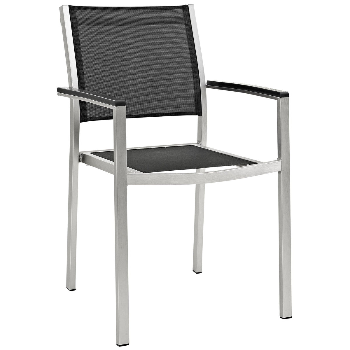 Shore Silver/Black Outdoor Patio Aluminum Dining Chair - Ornate Home