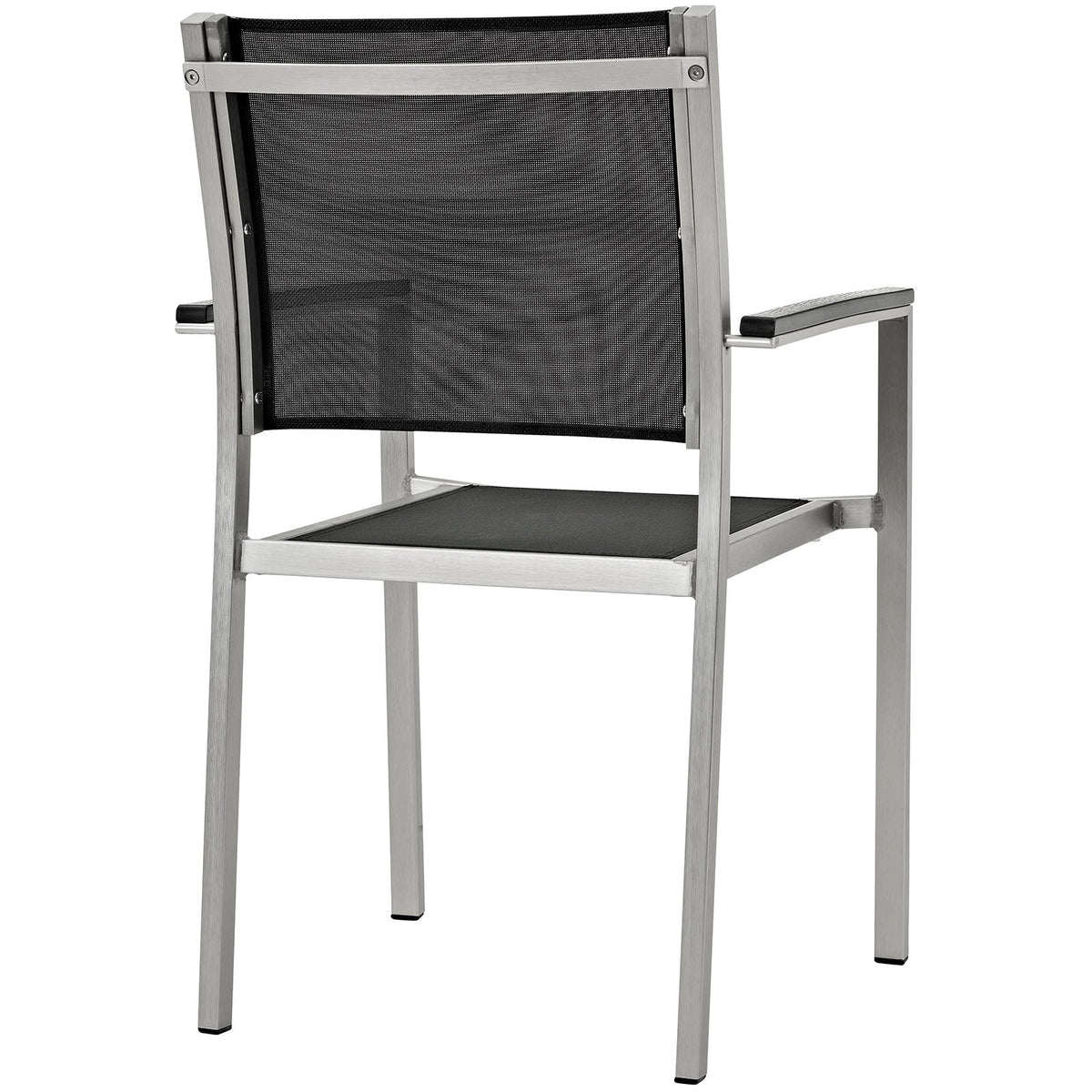 Shore Silver/Black Outdoor Patio Aluminum Dining Chair (Set of 2) - Ornate Home