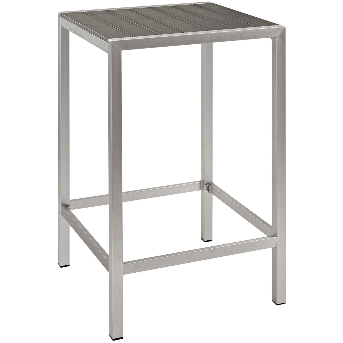 Shore Silver/Gray 3 Piece Outdoor Patio Aluminum Pub Set - 27.5x67.5" - Ornate Home
