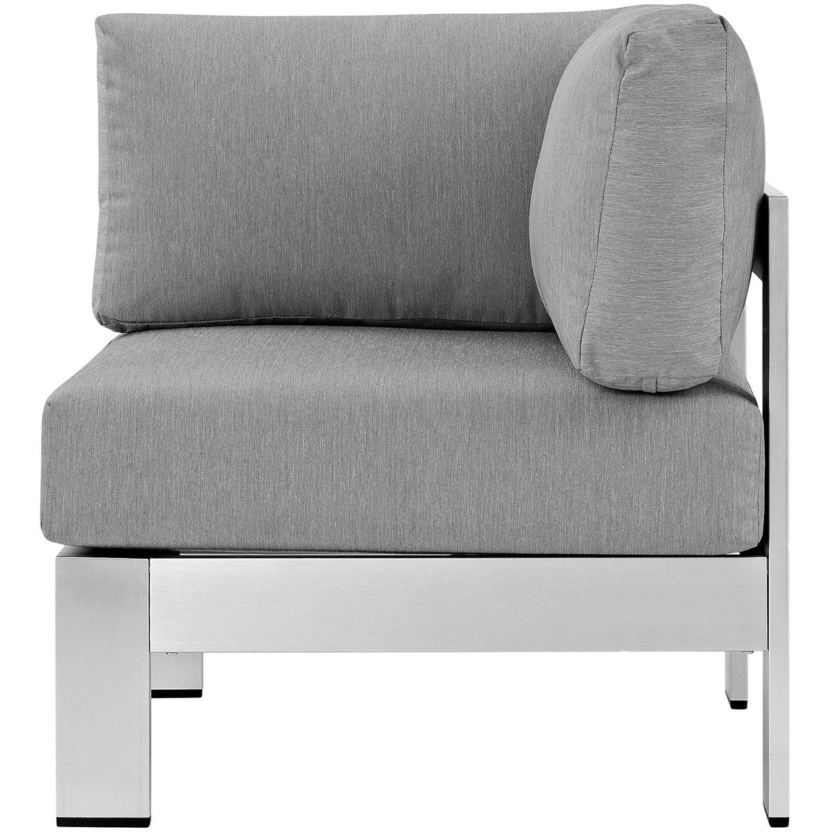 Shore Silver/Gray Outdoor Patio Aluminum Corner Sofa - Ornate Home