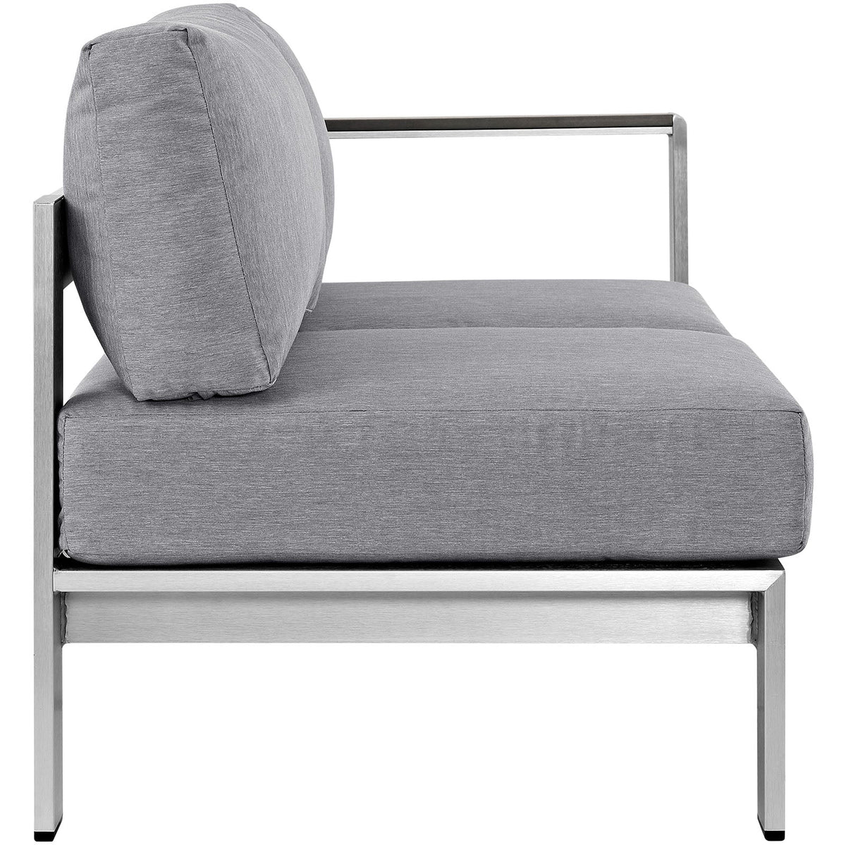 Shore Silver/Gray Right-Arm Corner Sectional Outdoor Patio Aluminum Loveseat - Ornate Home