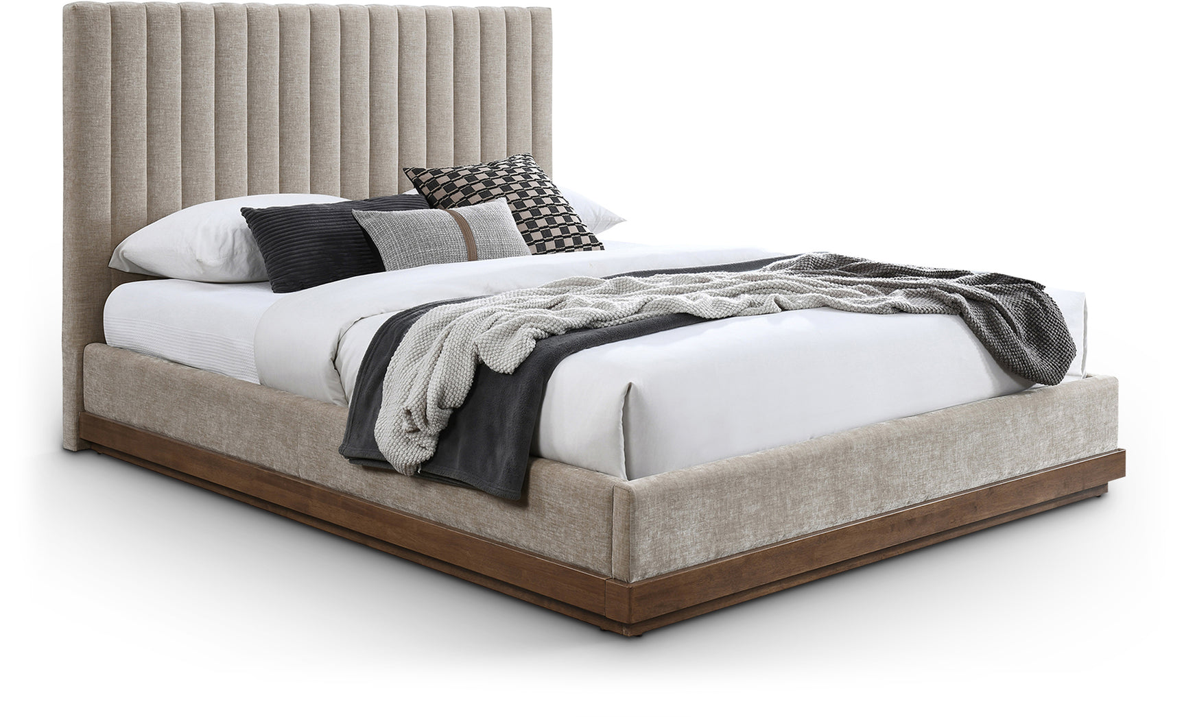 Shoreline Beige Fabric Upholstered King Bed (3 Boxes) - Ornate Home