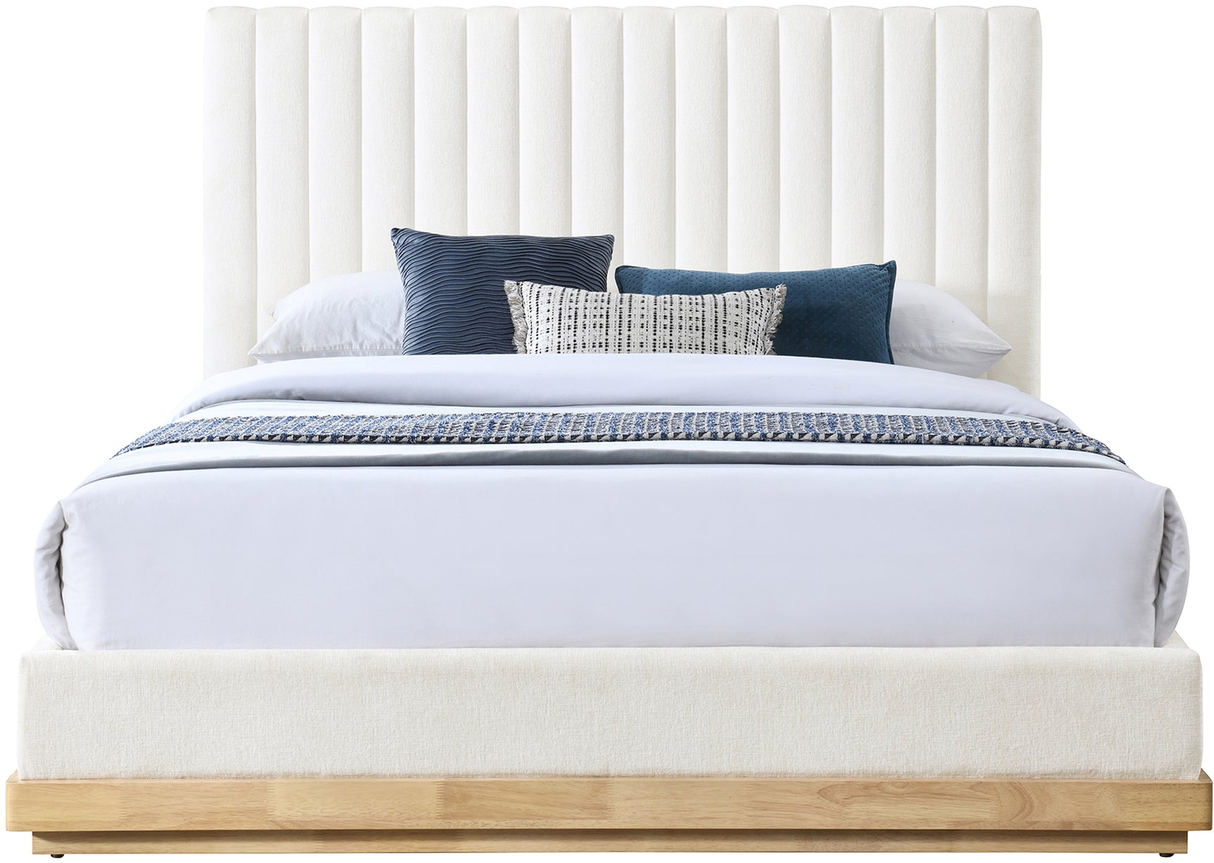 Shoreline Cream Fabric Upholstered Queen Bed (3 Boxes) - Ornate Home
