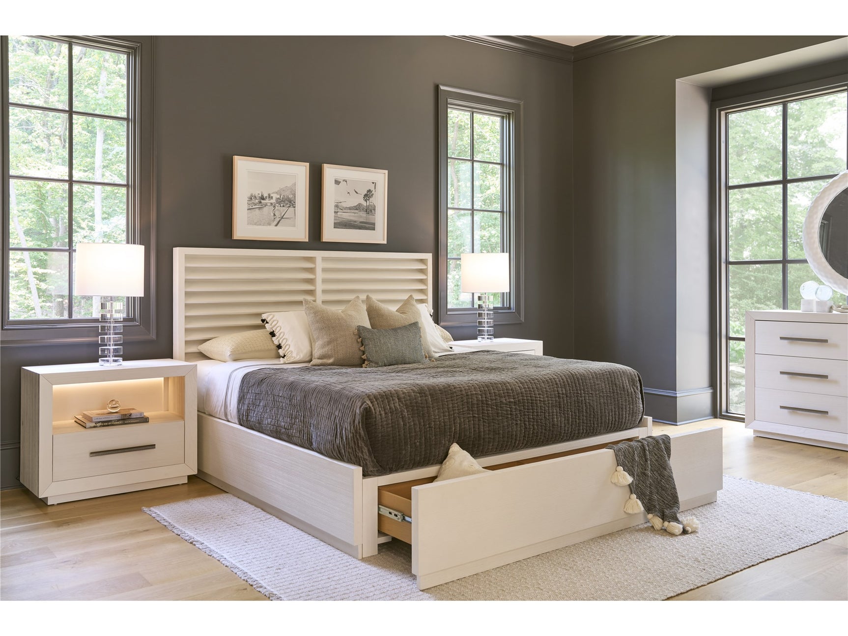 Shoreline White Pine King Panel Storage Bed - Ornate Home