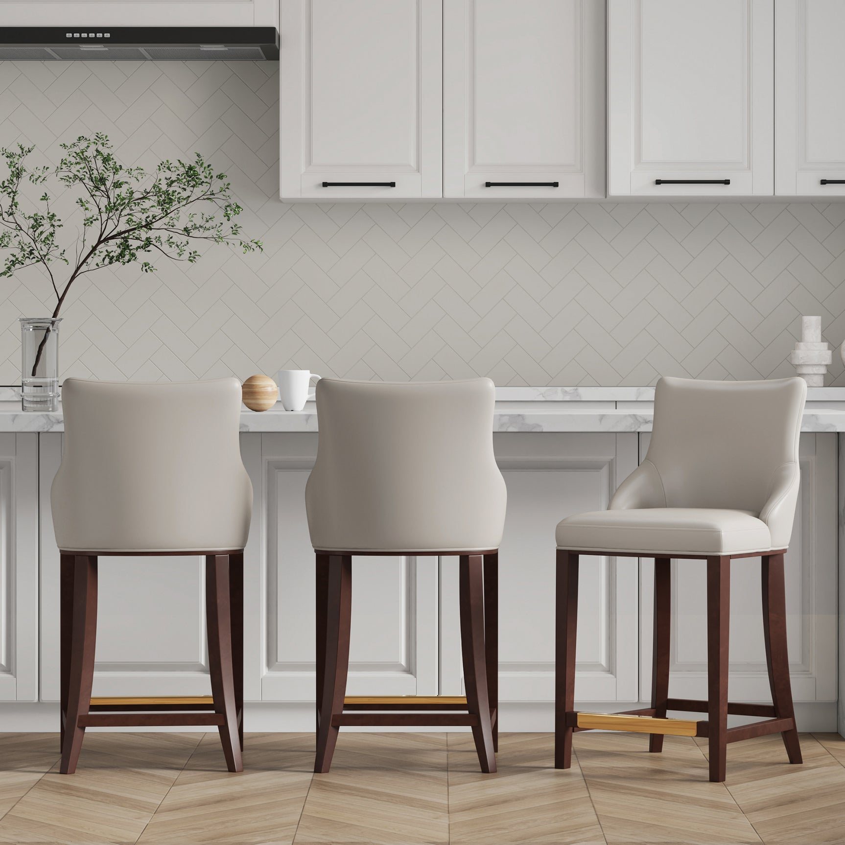 Shubert Counter Stool in Light Grey (set of 3) - Ornate Home