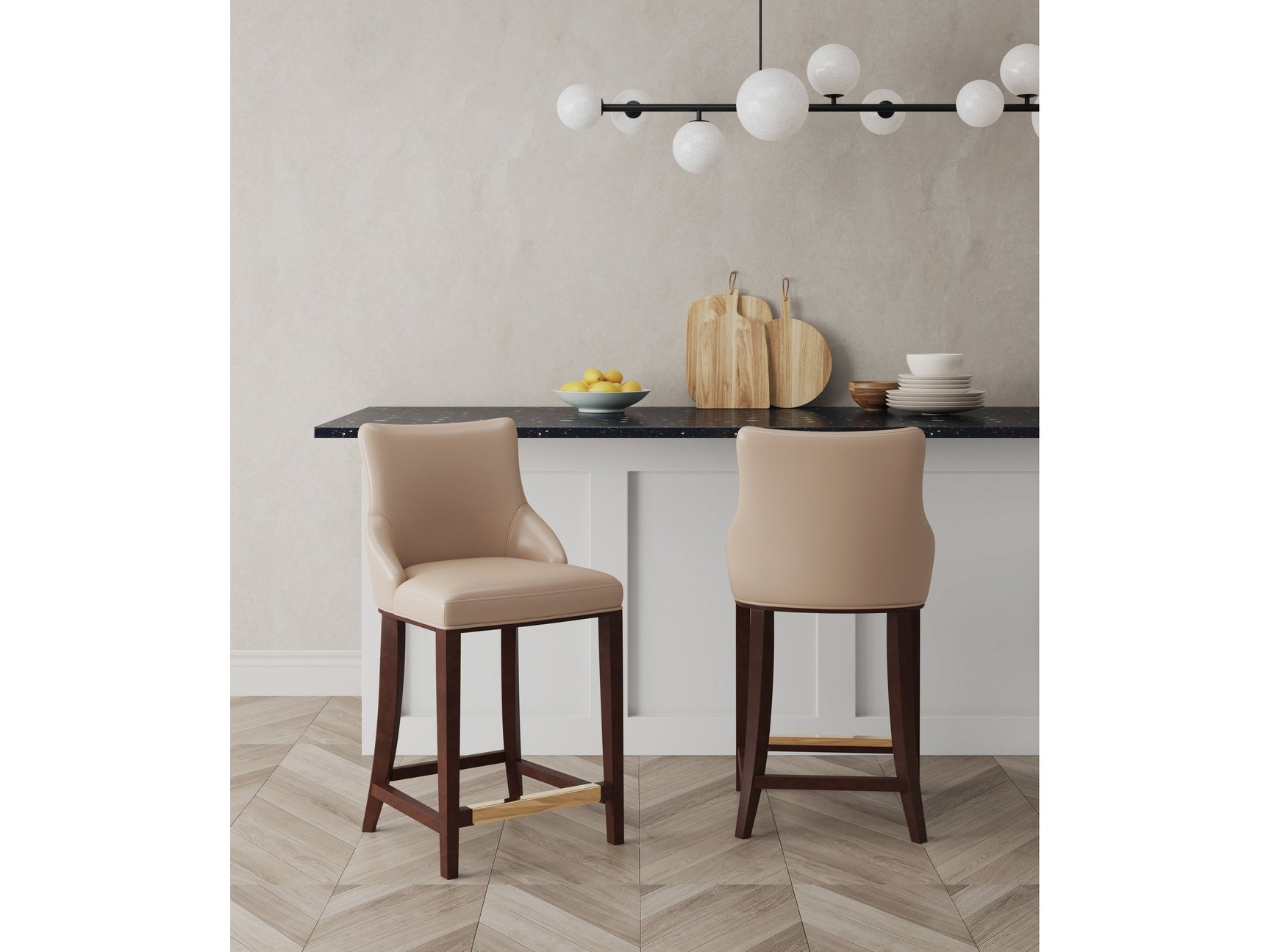 Shubert Counter Stool in Tan (Set of 2) - Ornate Home