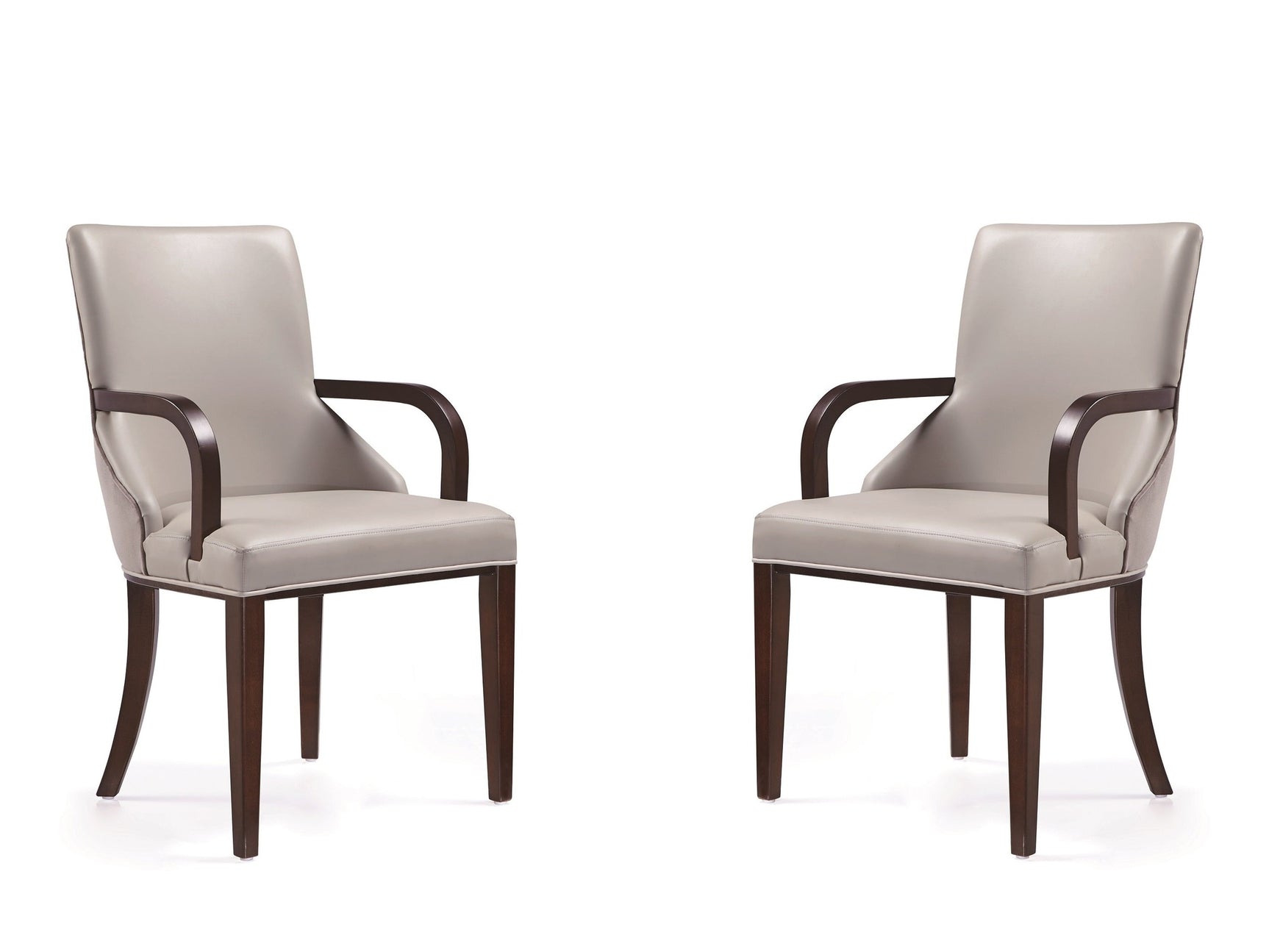 Shubert Faux Leather and Velvet Dining Armchair in Light Grey (set of 2) - Ornate Home