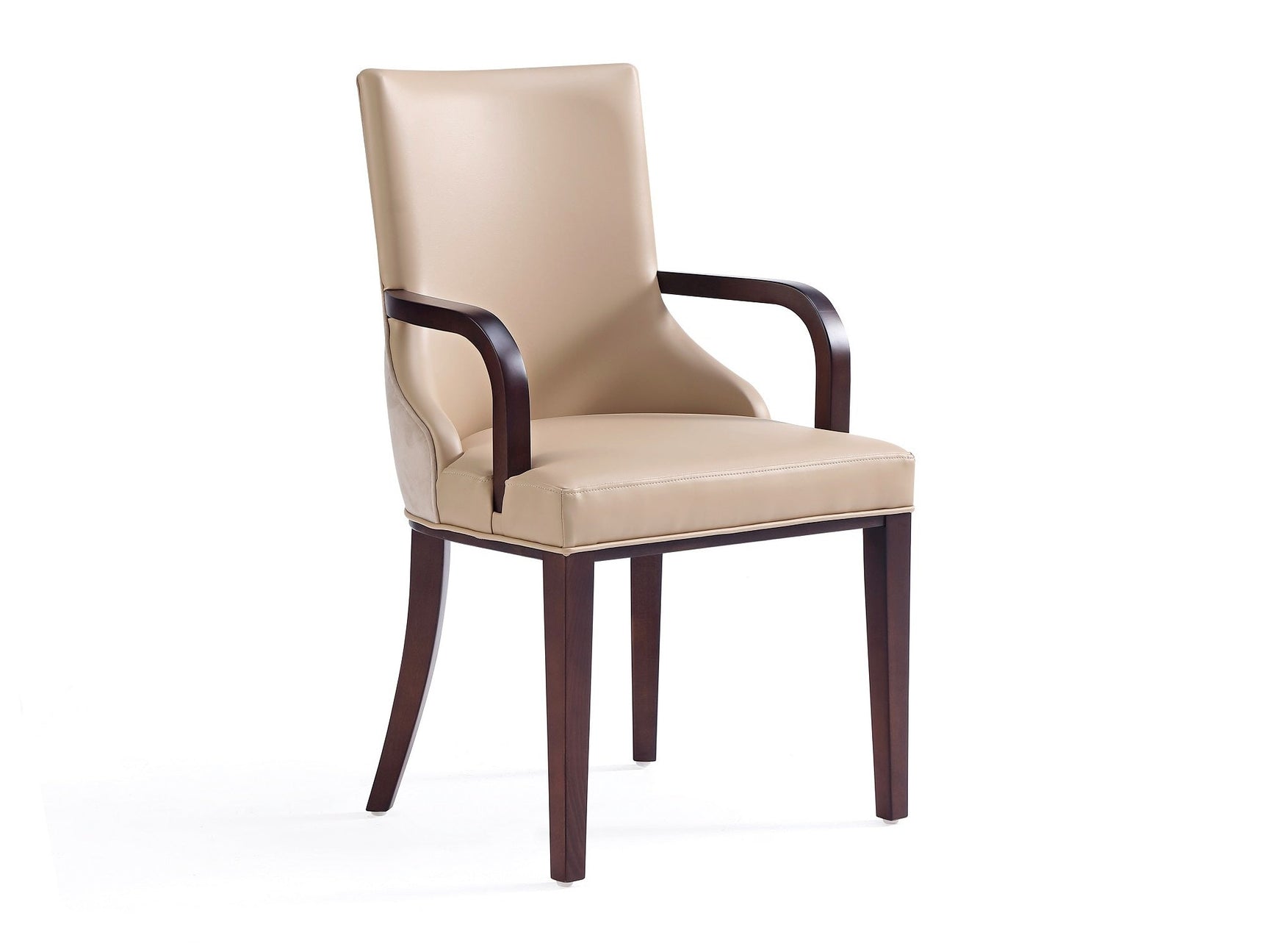 Shubert Faux Leather and Velvet Dining Armchair in Tan - Ornate Home