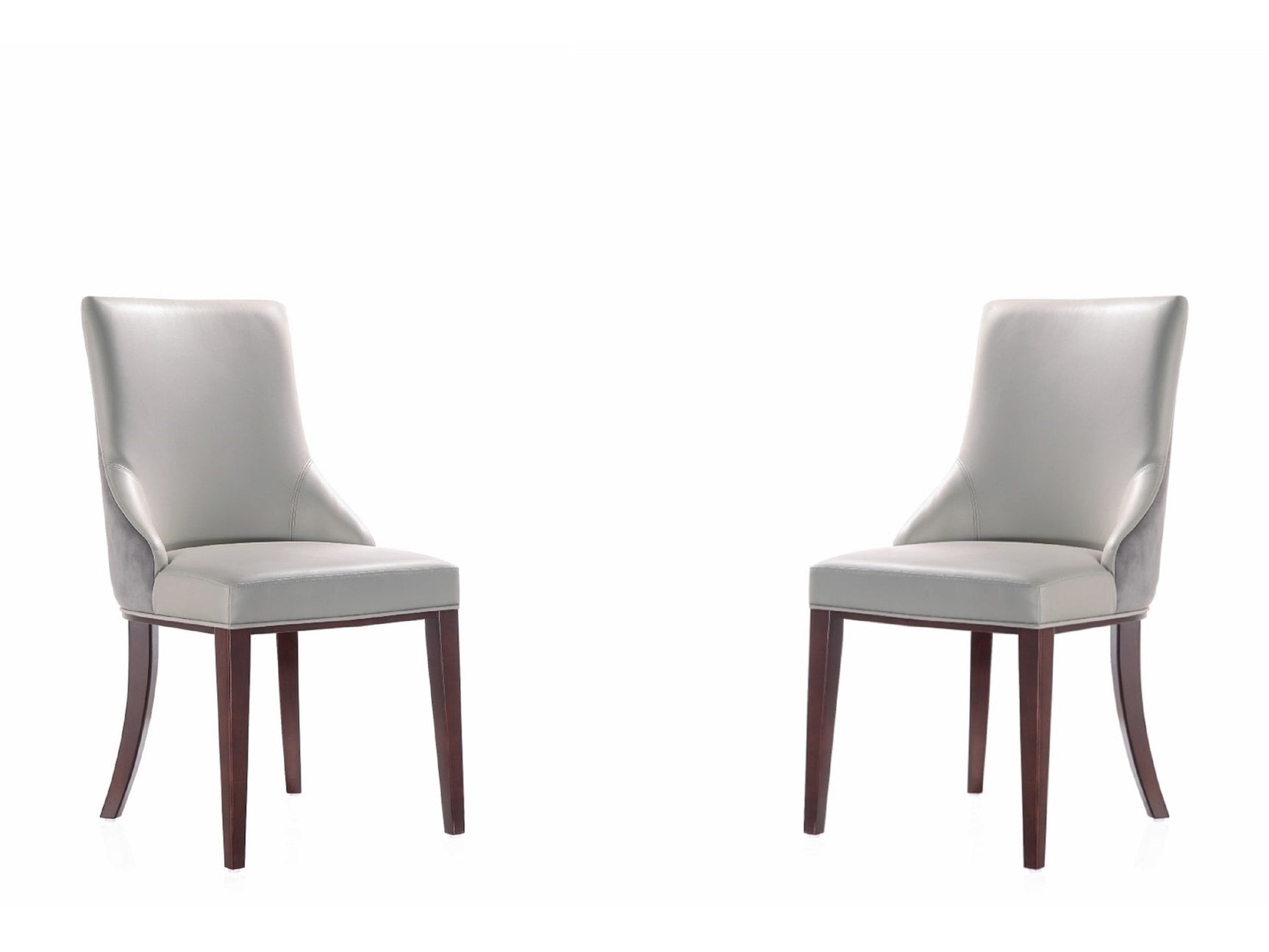 Shubert Faux Leather and Velvet Dining Chair in Light Grey (set of 2) - Ornate Home