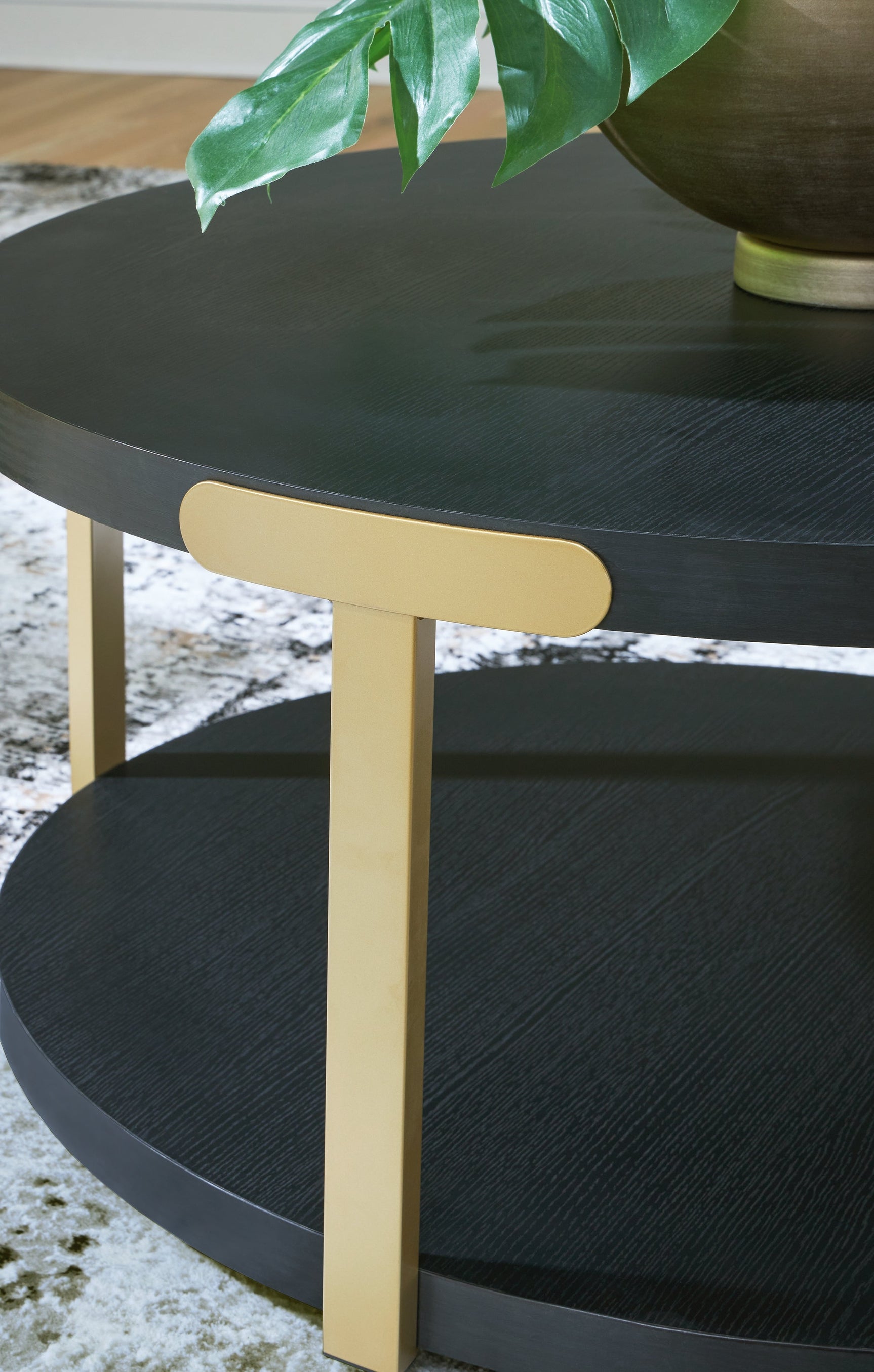 Shylore Black/Brass Finish Occasional Table Set (Set of 3) (Online Special Price) - Ornate Home