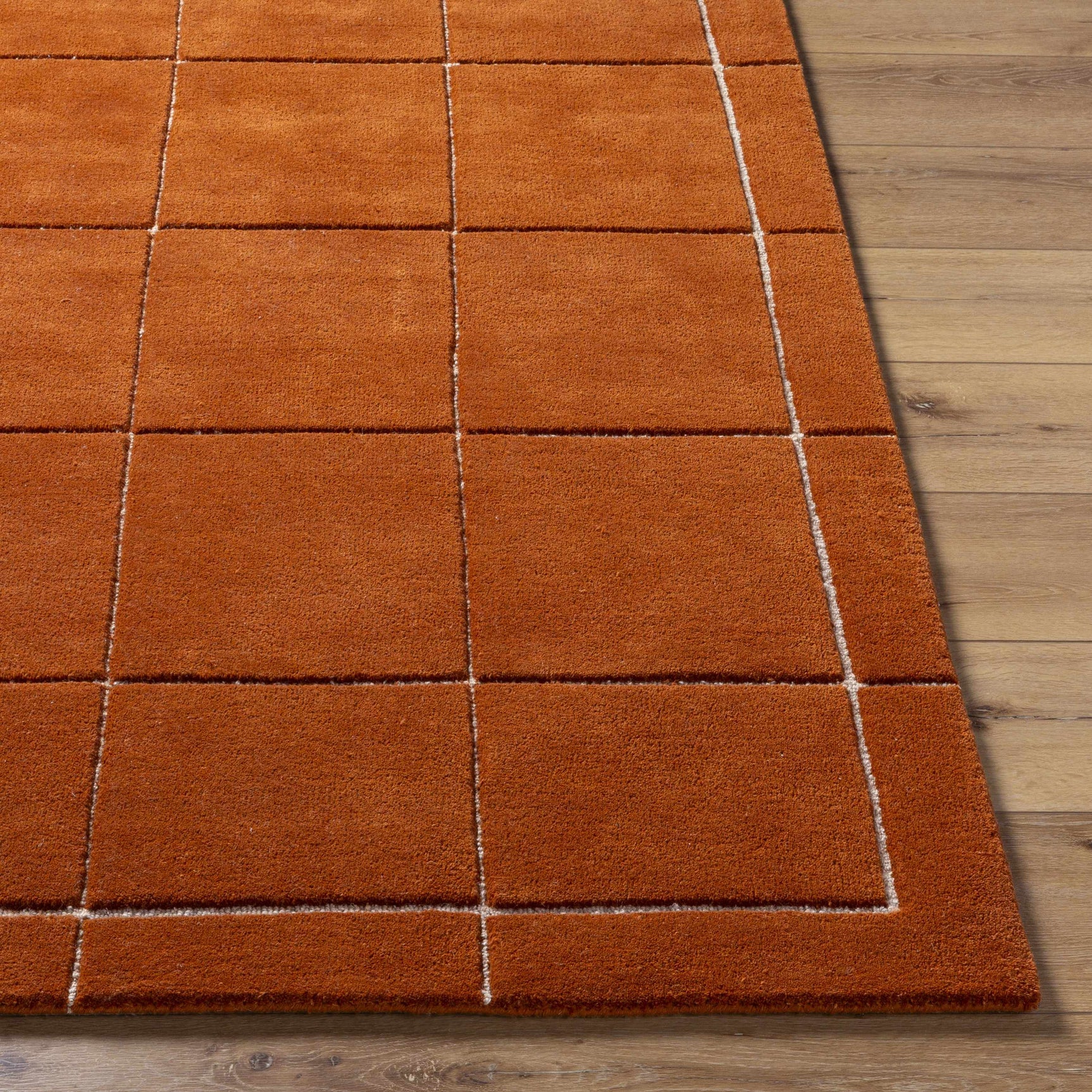 Siarl Burnt Orange Checkered Area Rug - Ornate Home
