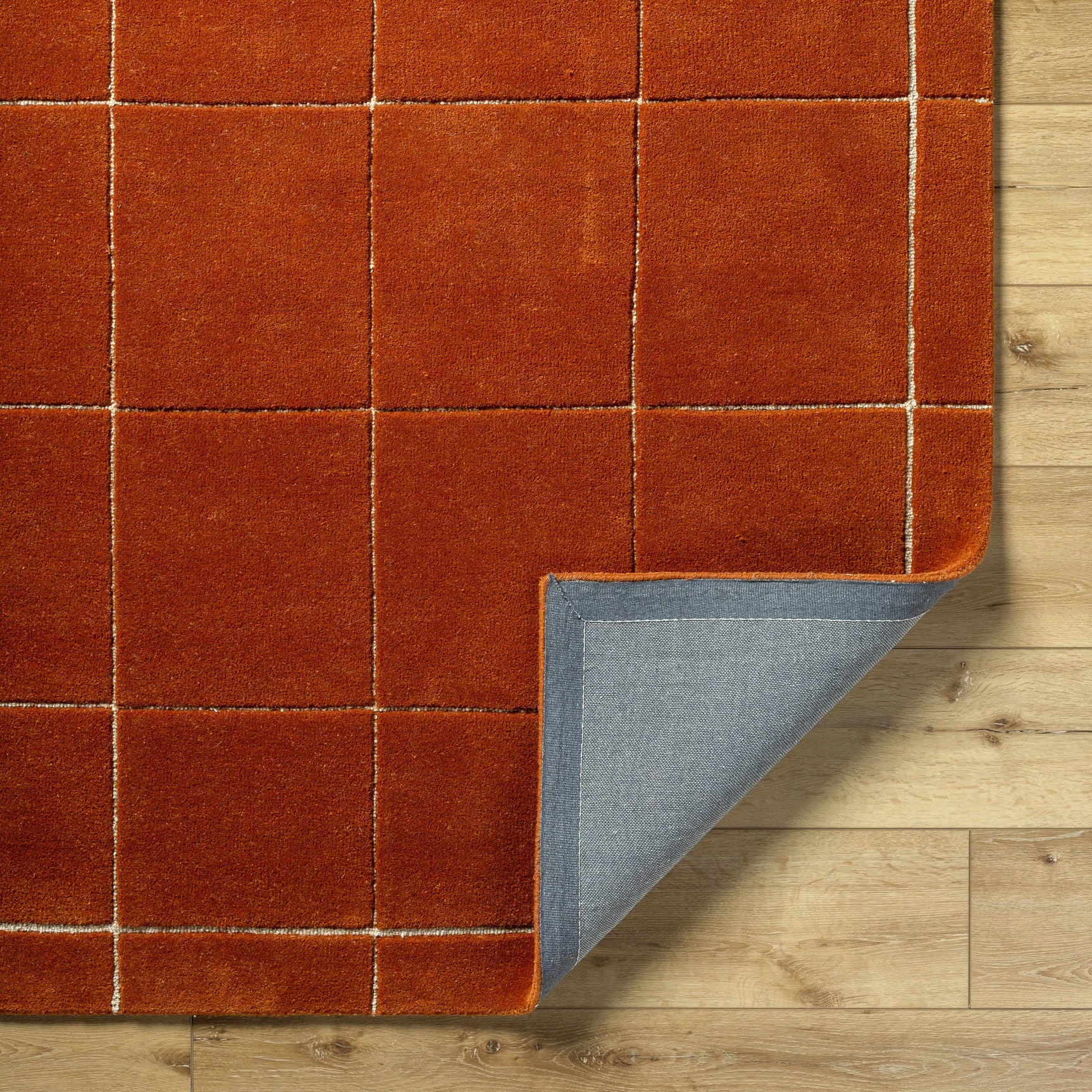 Siarl Burnt Orange Checkered Area Rug - Ornate Home