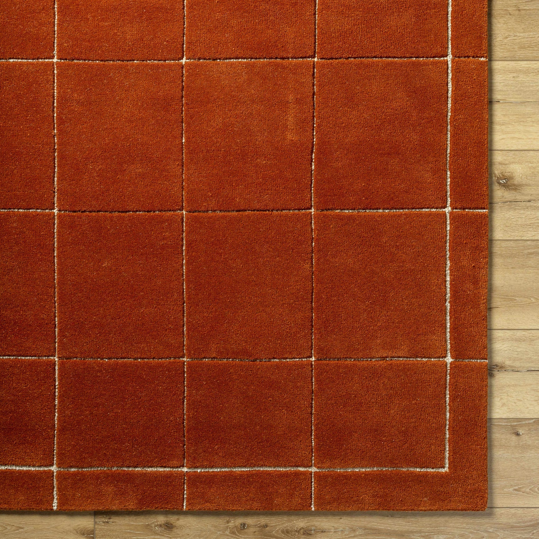 Siarl Burnt Orange Checkered Area Rug - Ornate Home