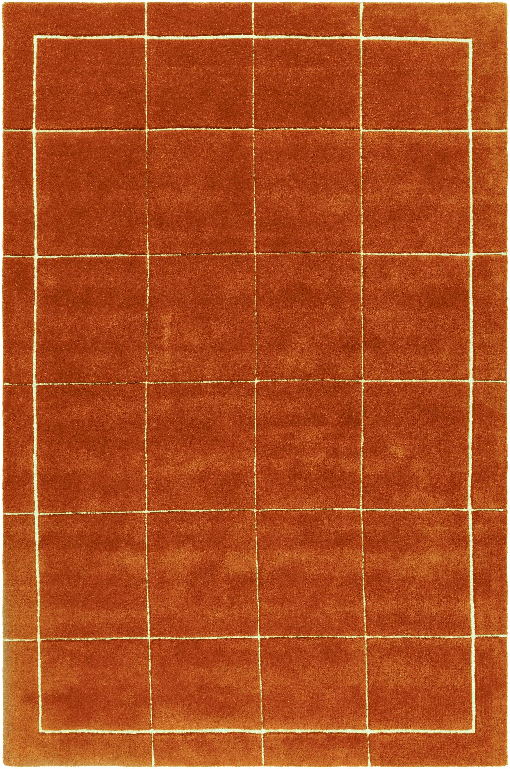 Siarl Burnt Orange Checkered Area Rug - Ornate Home