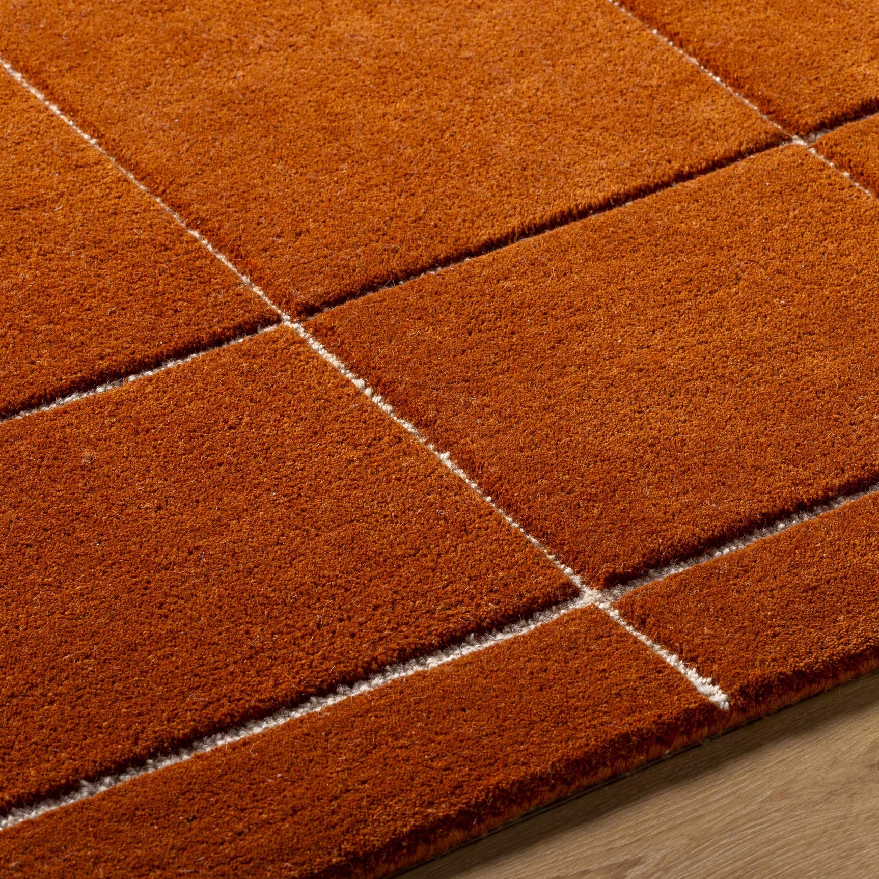Siarl Burnt Orange Checkered Area Rug - Ornate Home