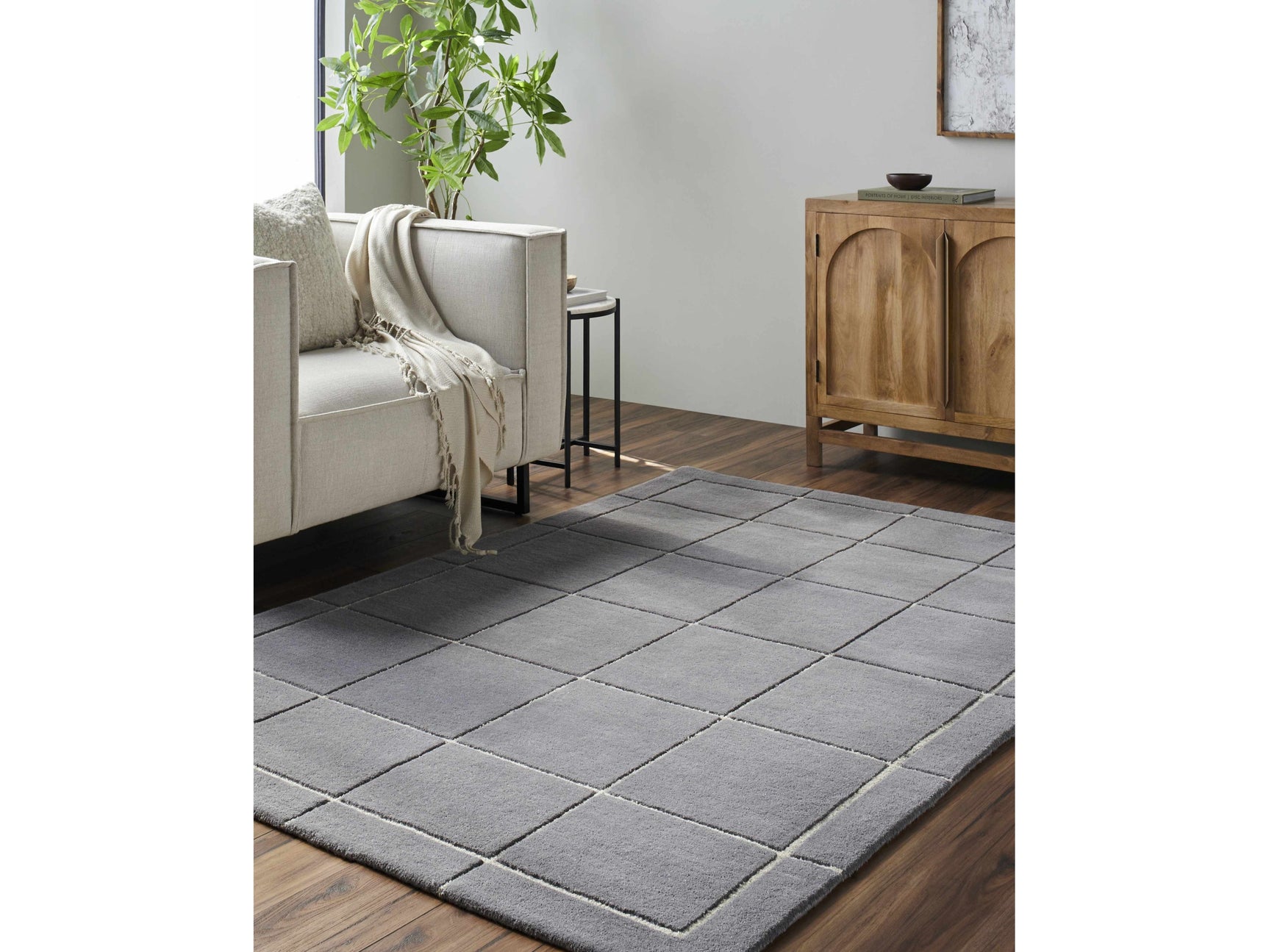 Siarl Dark Gray Checkered Area Rug - Ornate Home