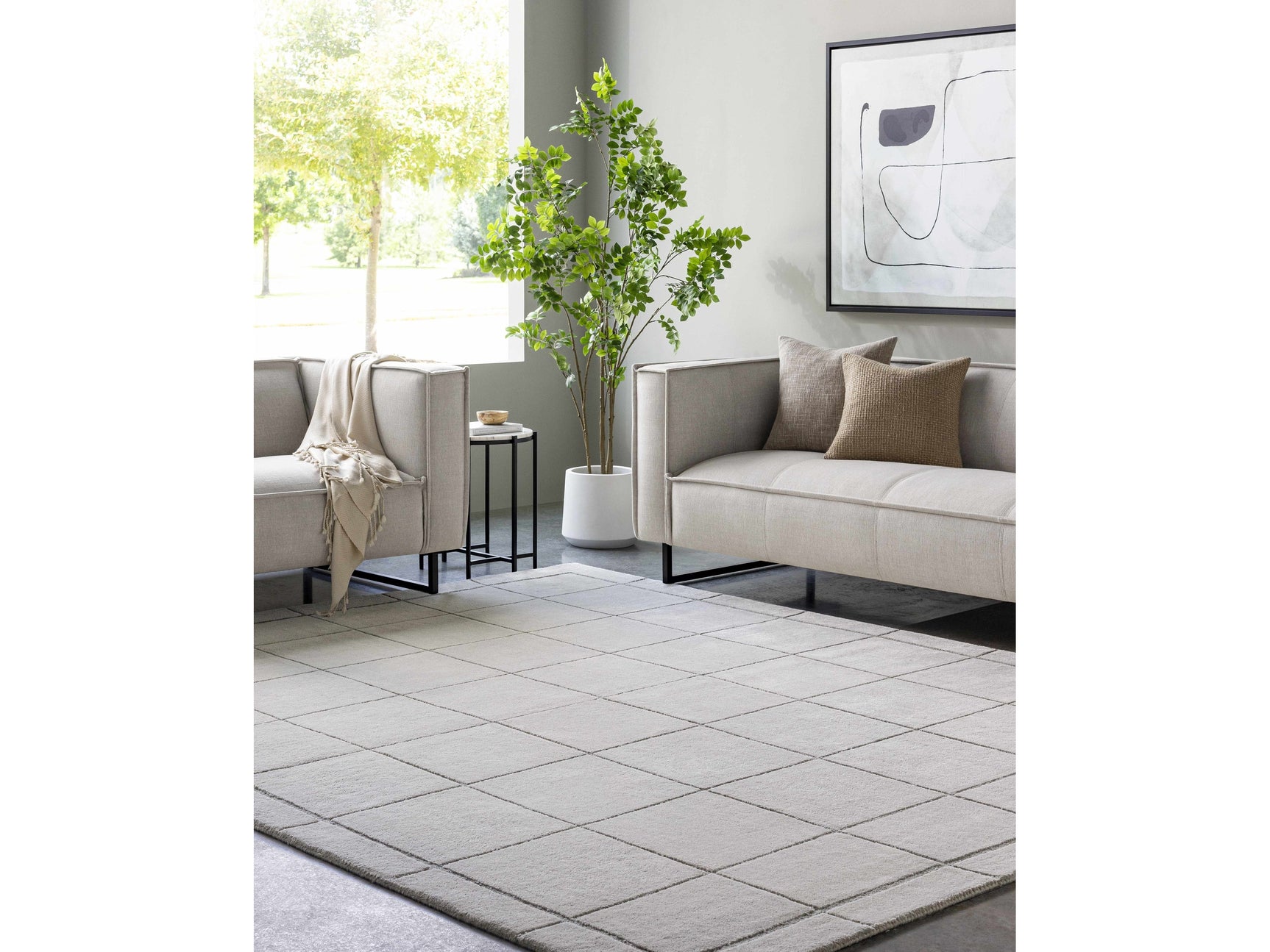 Siarl Gray Checkered Area Rug - Ornate Home