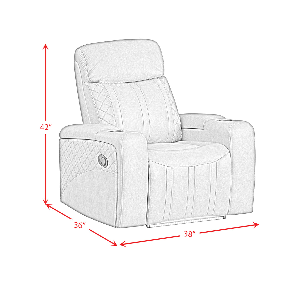 Side Kick Simba Saddle Recliner with Cupholders and White LED Light - Ornate Home