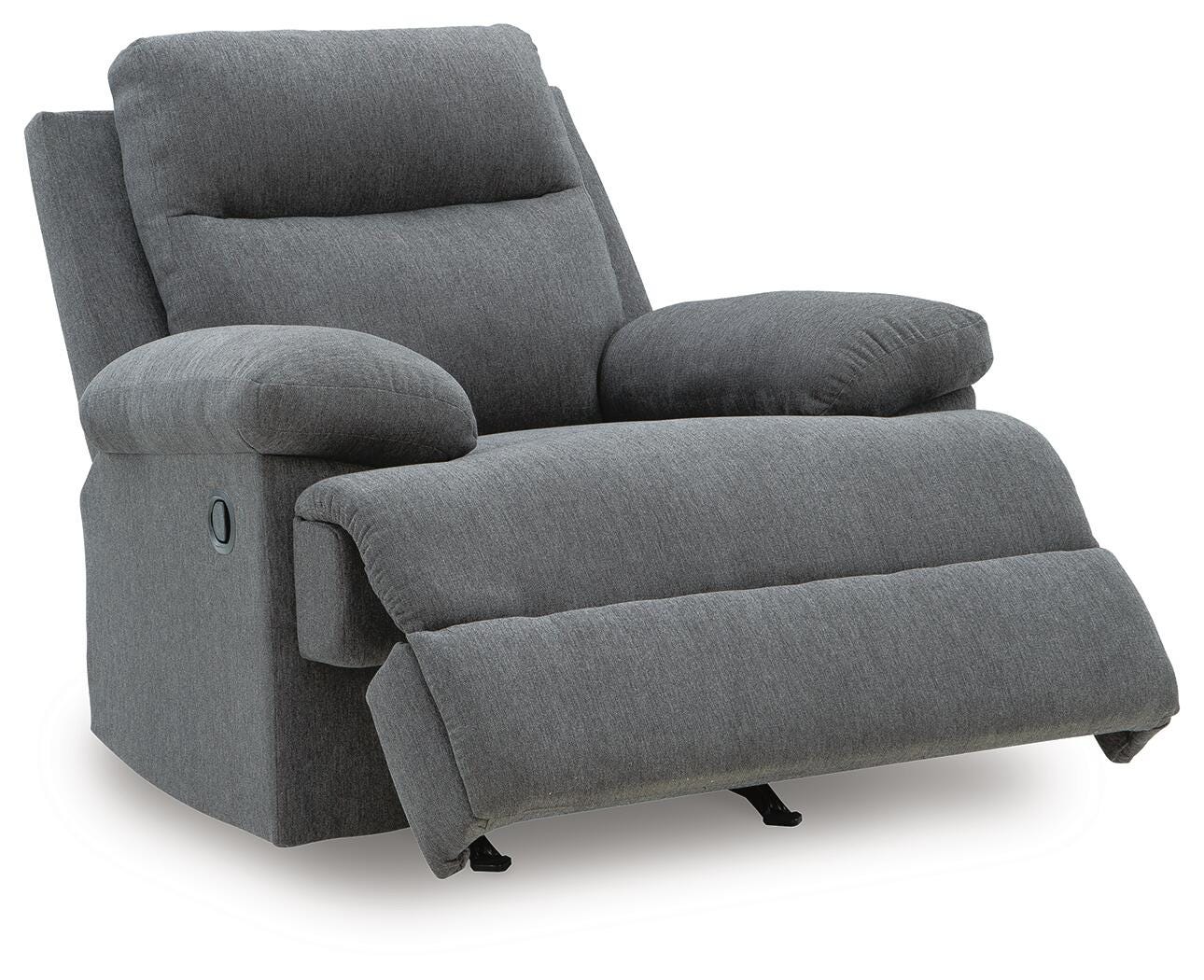 Side-Swipe Charcoal Reclining Sofa, Loveseat and Recliner - Ornate Home