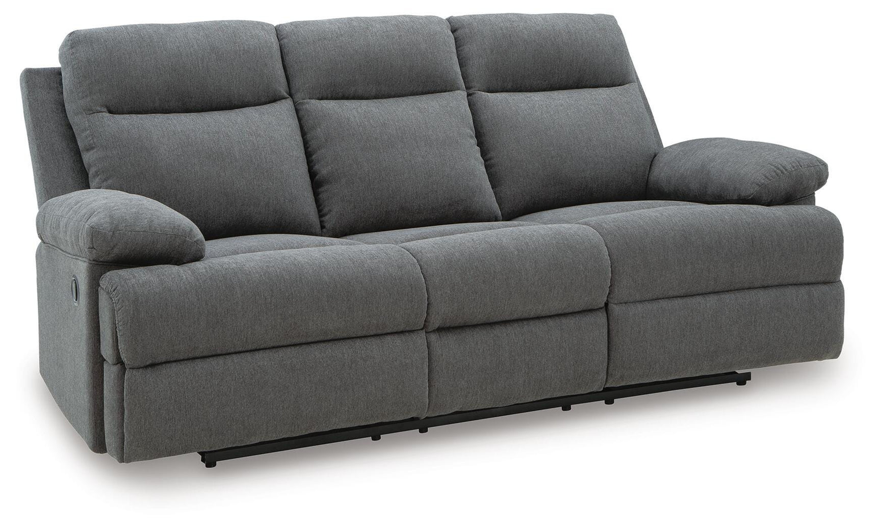 Side-Swipe Charcoal Reclining Sofa, Loveseat and Recliner - Ornate Home