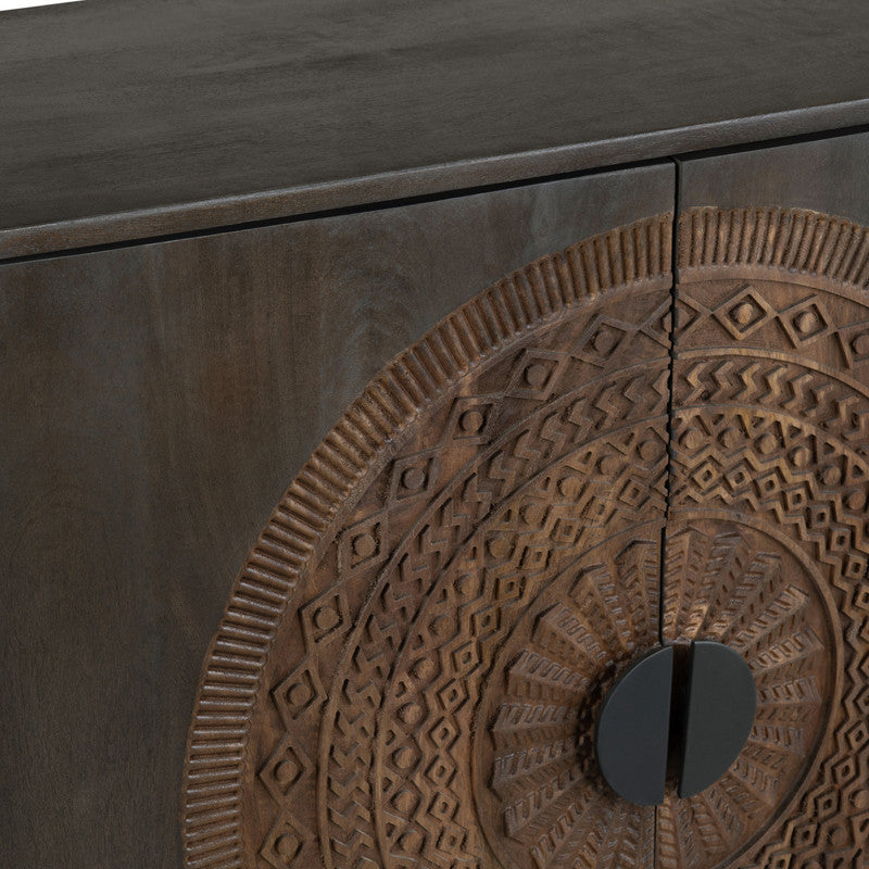 Sienna Brown/Black Four-Door Sideboard - Ornate Home