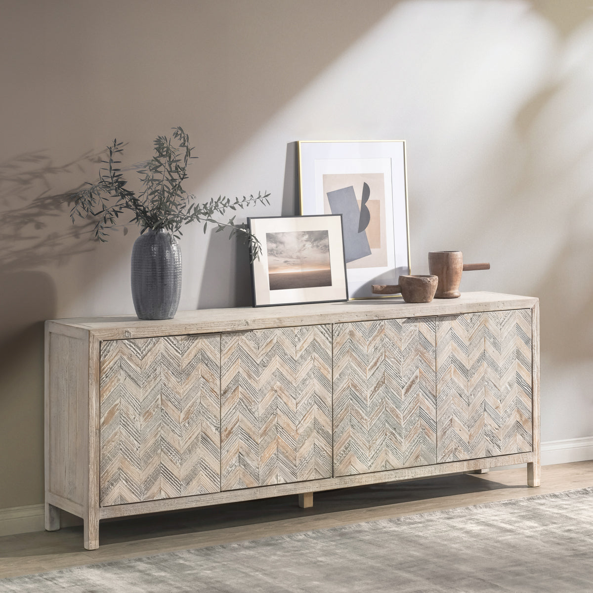 Sienna Gray/Cream Wash Cabinet - Ornate Home