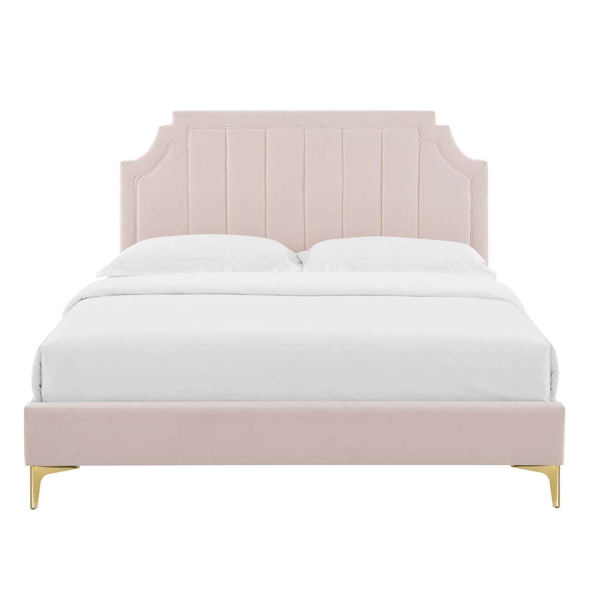 Sienna Pink Performance Velvet Full Platform Bed - 81.5x61.5x49" - Ornate Home