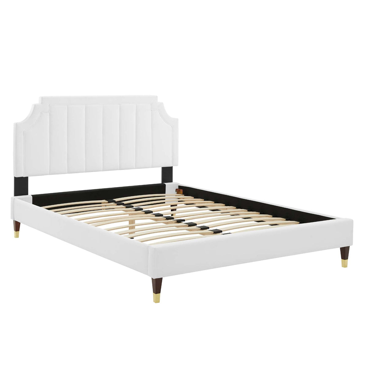 Sienna White Performance Velvet Queen Platform Bed (MOD-6713) - Ornate Home