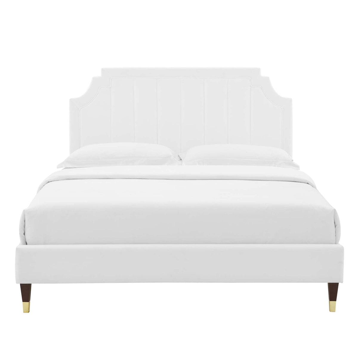 Sienna White Performance Velvet Queen Platform Bed (MOD-6713) - Ornate Home