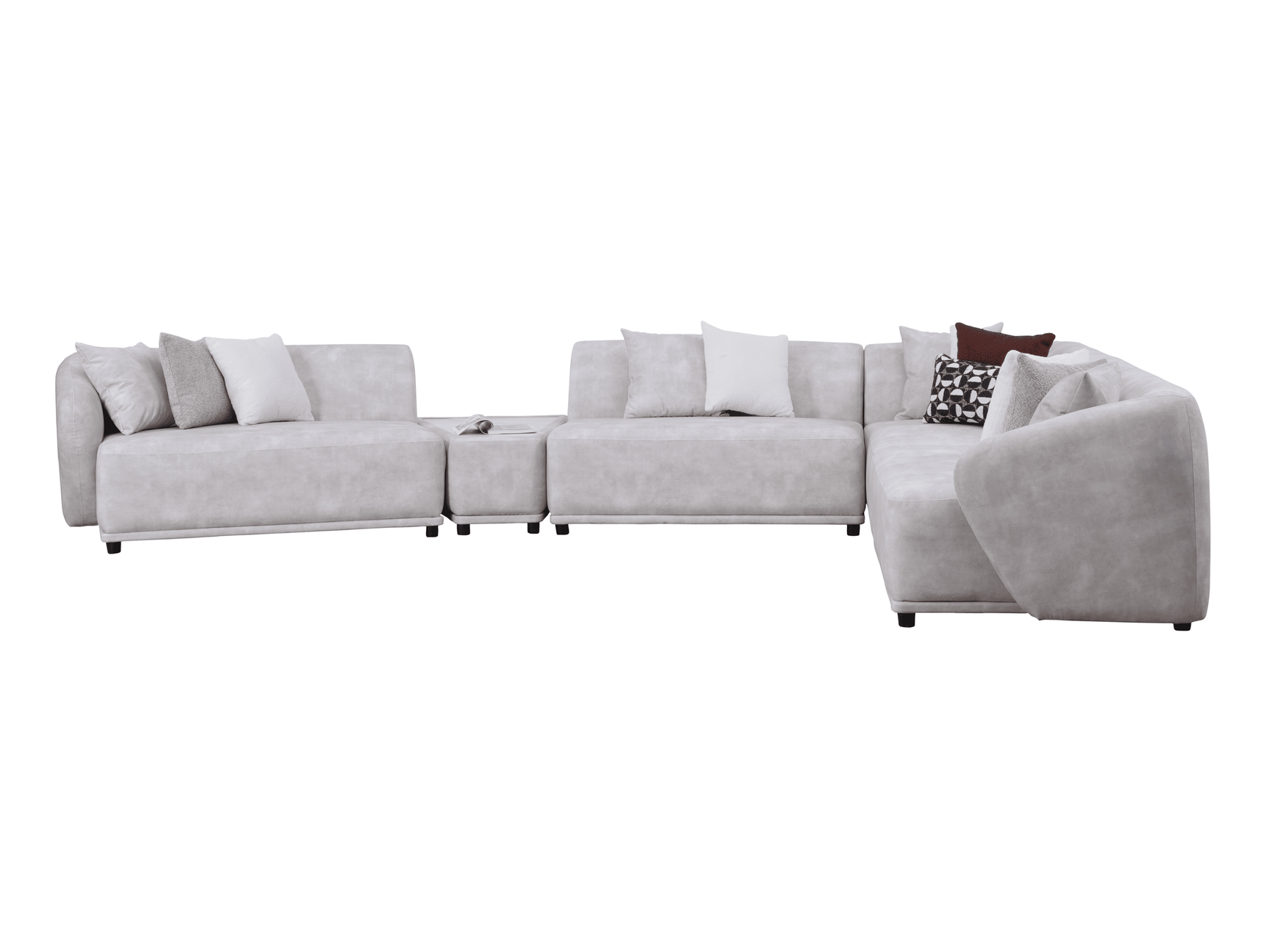 Sierra Vista Gray 5-piece Corner Sectional w/ Service Table - Ornate Home
