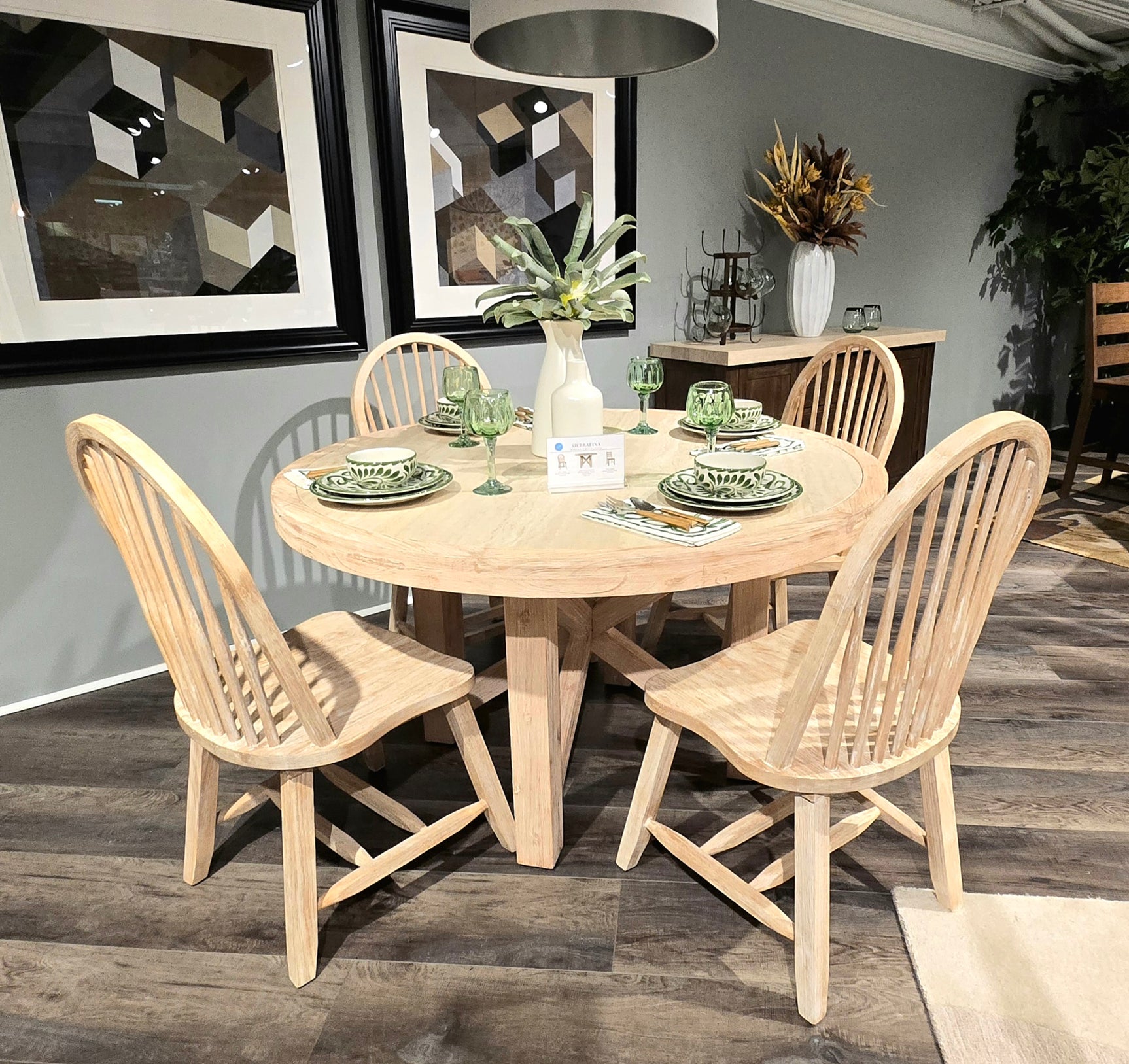 Sierrafina Almond 52 Round Dining Table w/ 4 Hoop Back Chair - Ornate Home