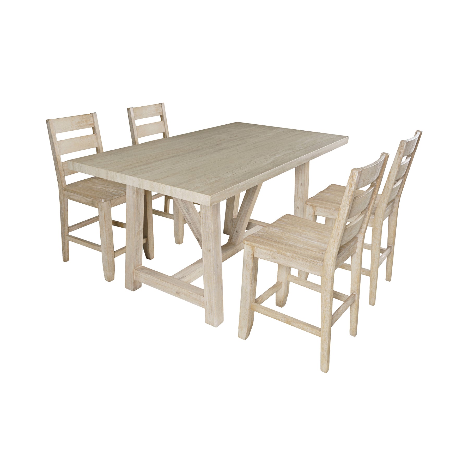 Sierrafina Almond 72 Counter Dining Table w/ 6 Rung Back Chair - Ornate Home