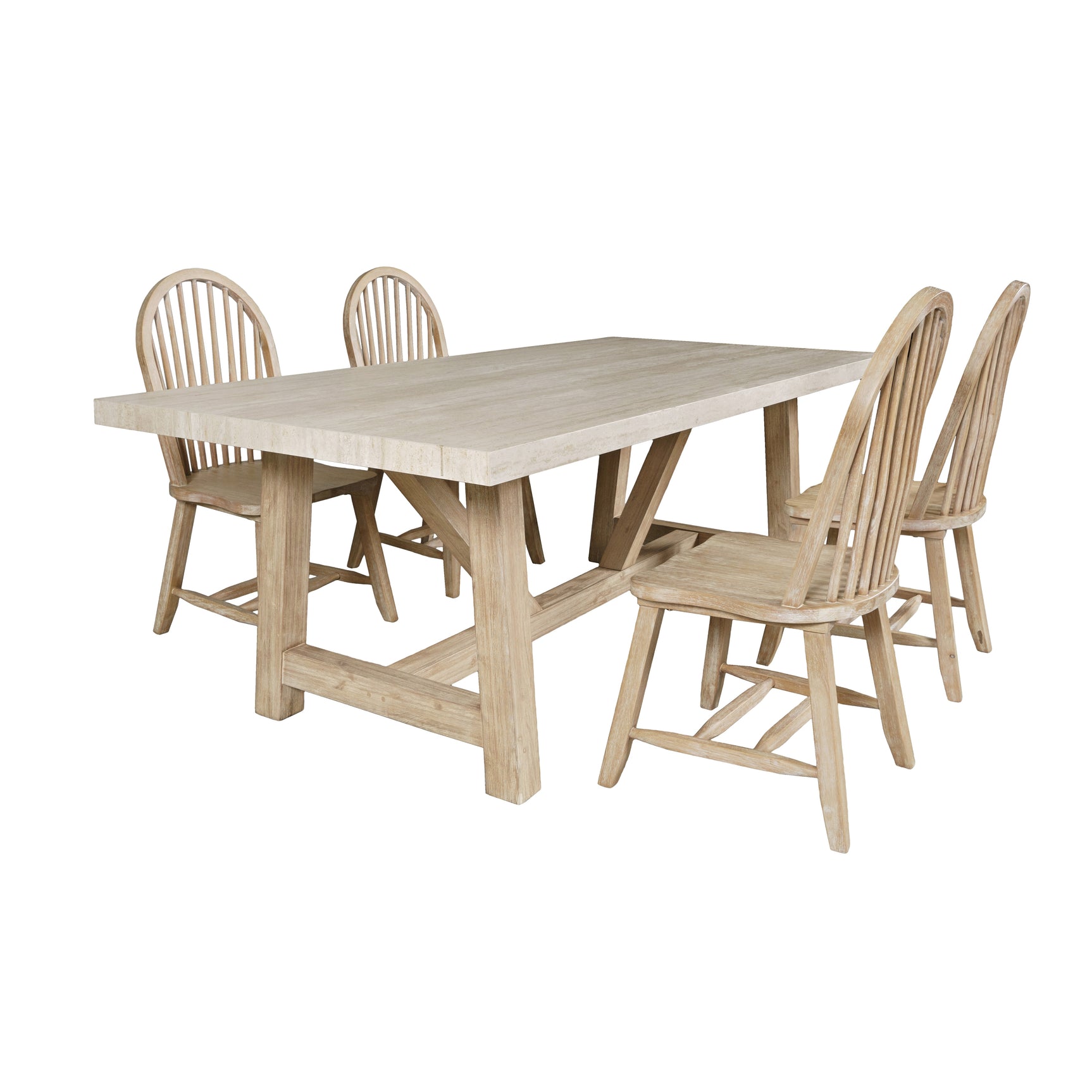 Sierrafina Almond Trestle Dining Table w/ 4 Hoop Chair - Ornate Home