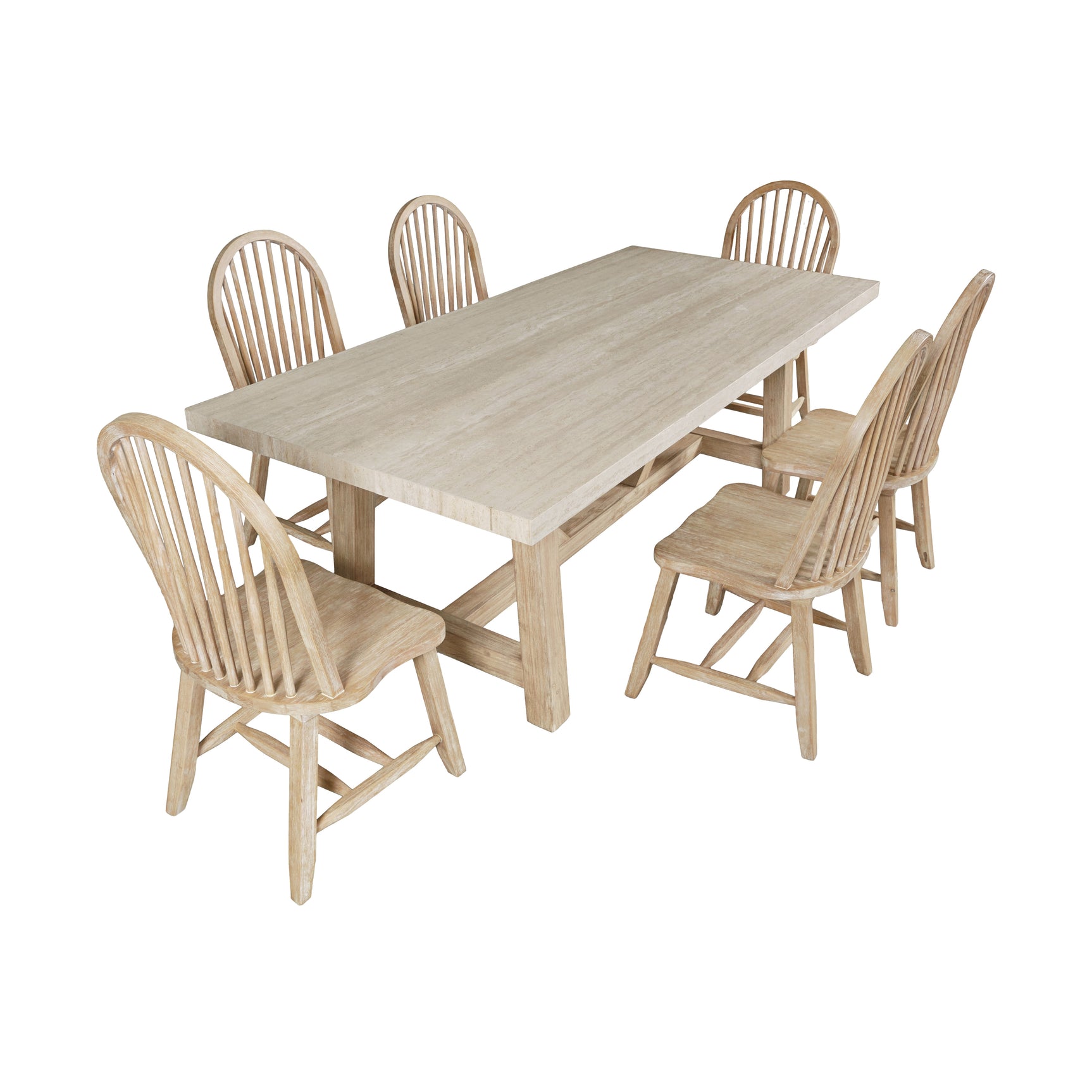 Sierrafina Almond Trestle Dining Table w/ 6 Hoop Chair - Ornate Home