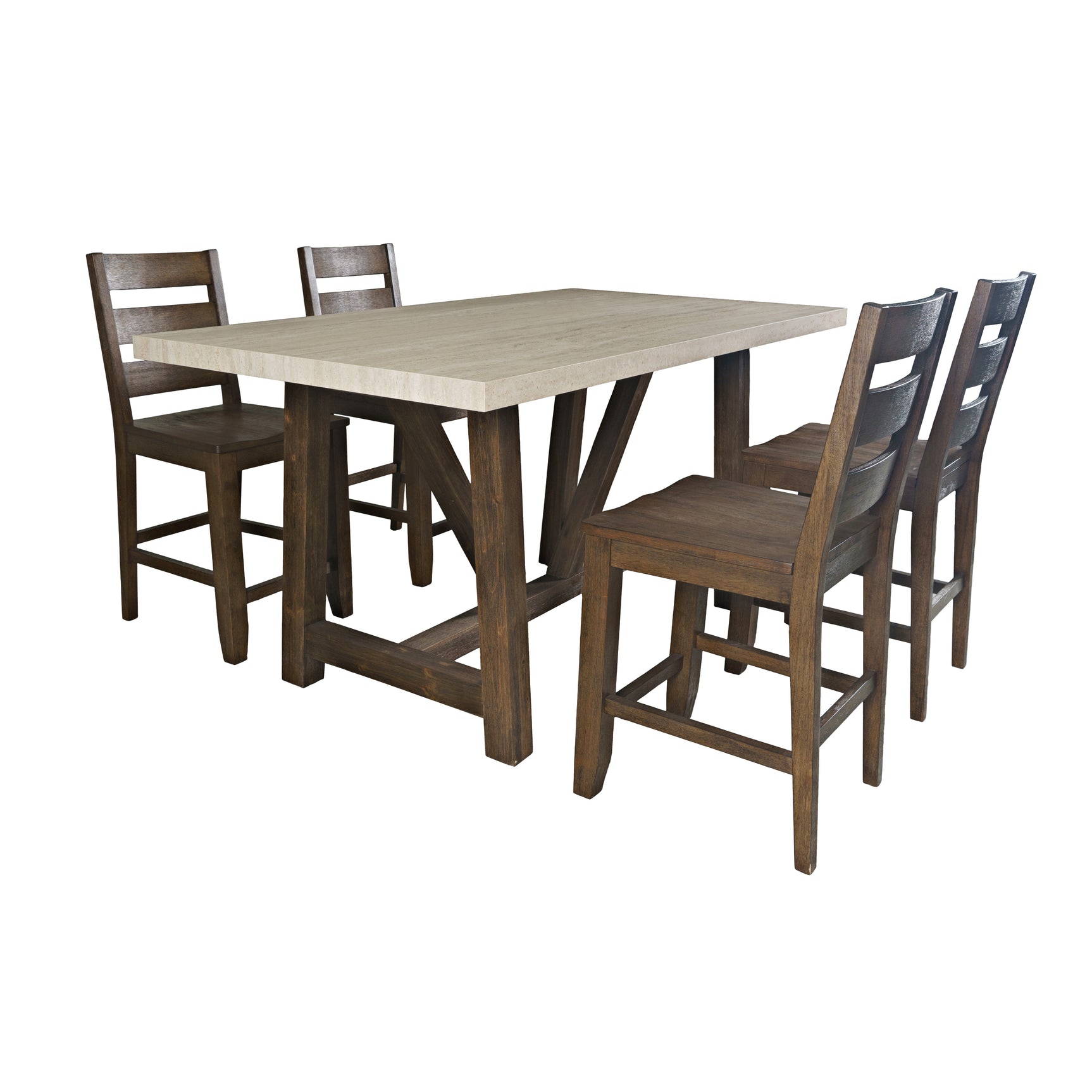 Sierrafina Cortado 72 Counter Dining Table w/ 4 Rung Back Chair - Ornate Home