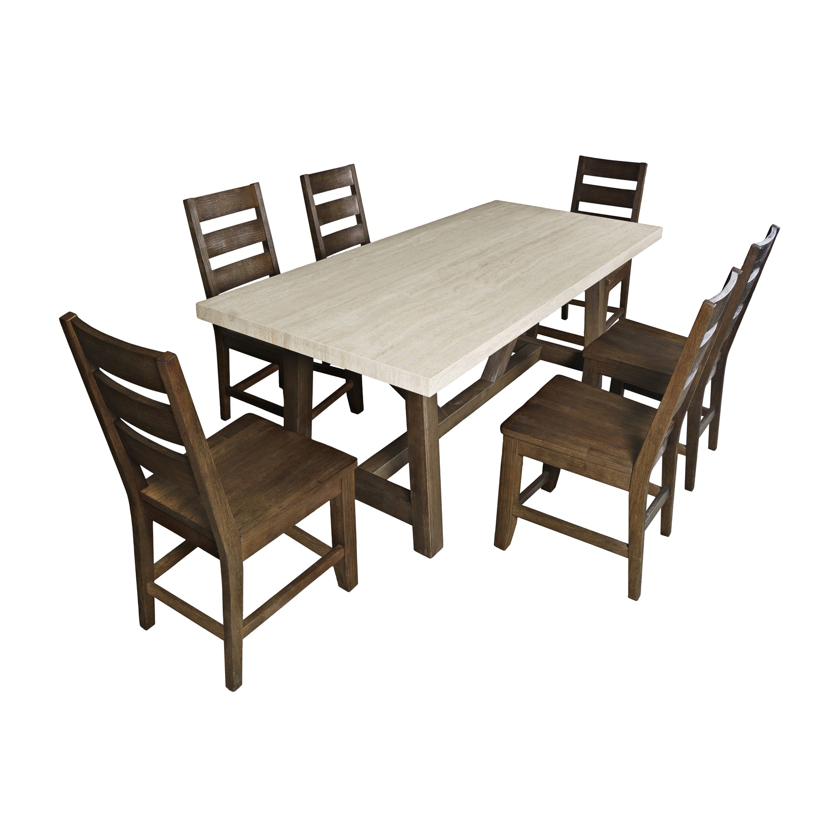 Sierrafina Cortado 72 Counter Dining Table w/ 6 Rung Back Chair - Ornate Home